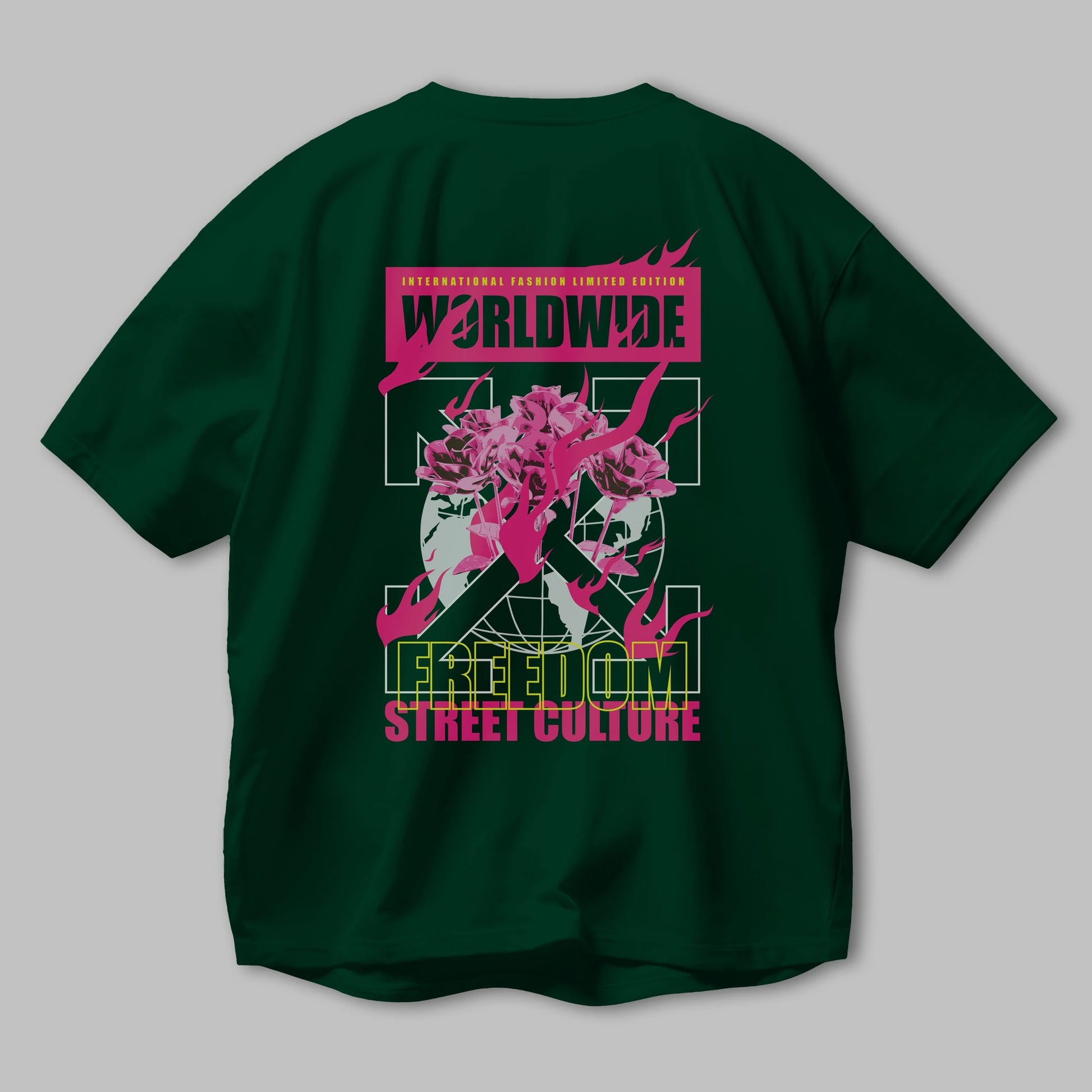 Freedom Street Culture Arka Baskılı Oversize t-shirt Erkek Kadın Unisex