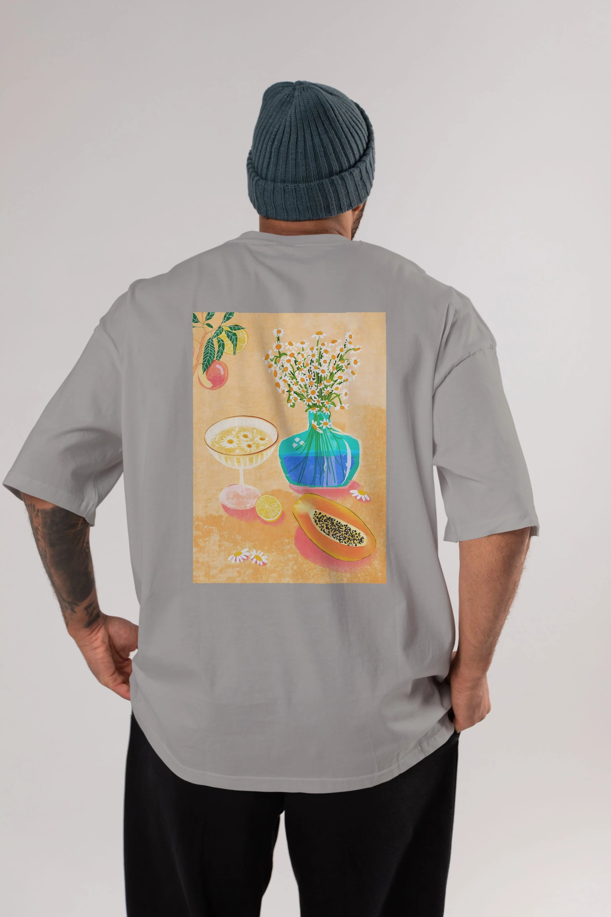 Cheers 2 Arka Baskılı Oversize t-shirt Erkek Kadın Unisex %100 Pamuk Bisiklet Yaka tişort