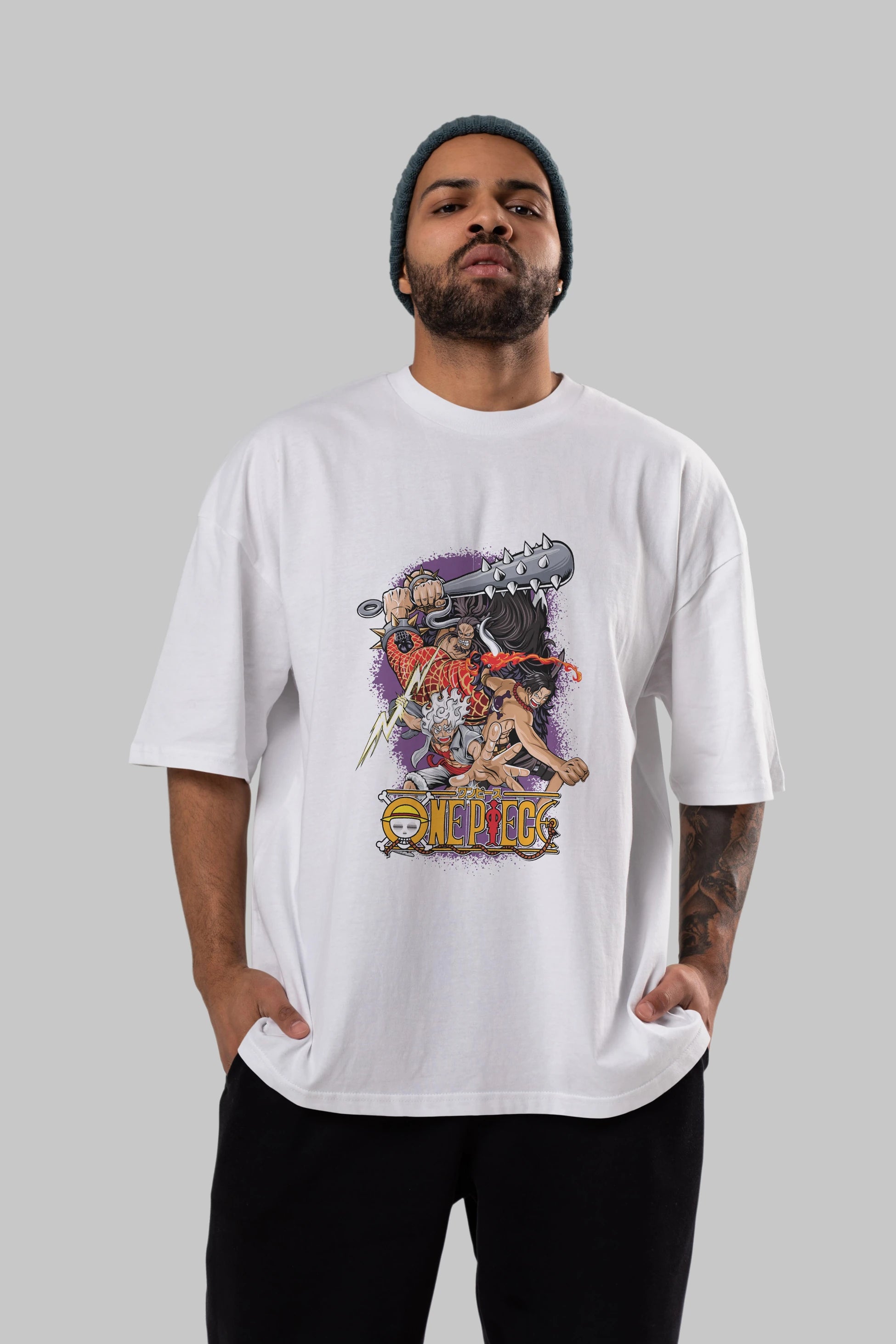 ONE PIECE (6) Anime Ön Baskılı Oversize t-shirt %100 pamuk Erkek Kadın Unisex