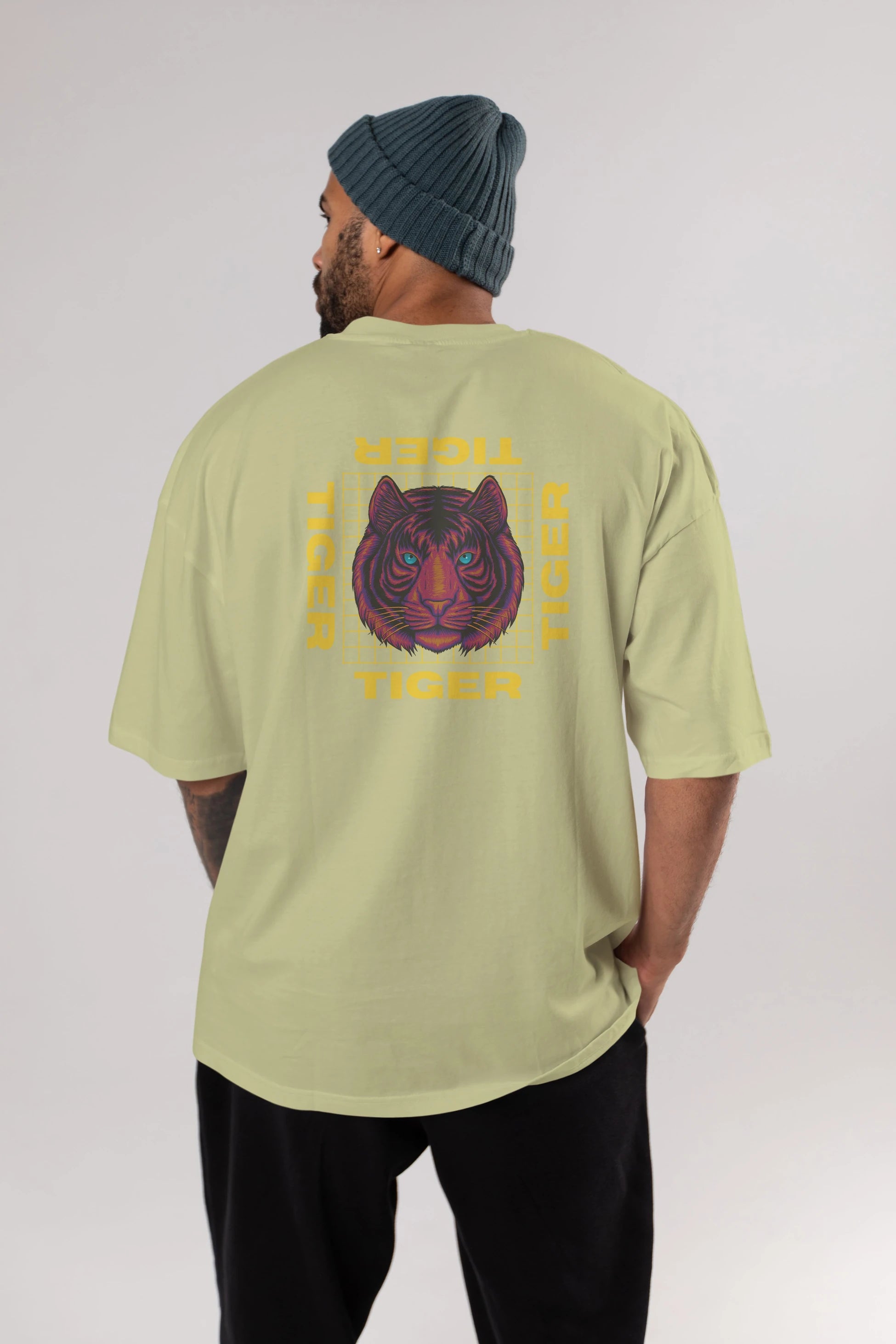 Tiger Yazılı Streetwear Arka Baskılı Oversize t-shirt Erkek Kadın Unisex