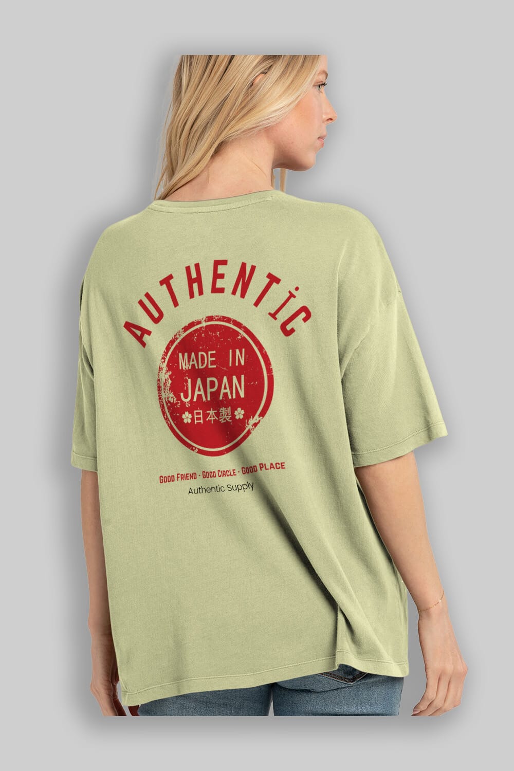 Authentic Japan Style Arka Baskılı Oversize t-shirt Erkek Kadın Unisex