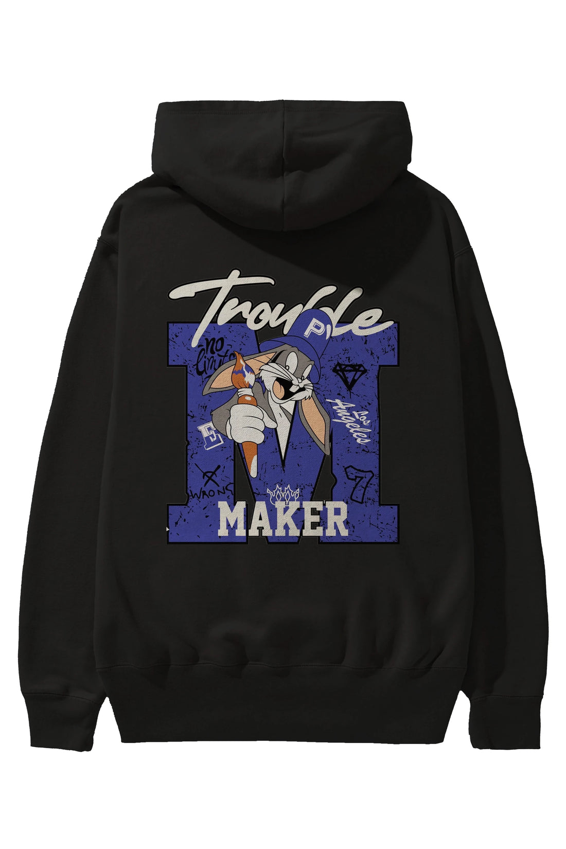 Bugs Bunny Arka Baskılı Hoodie Oversize Kapüşonlu Sweatshirt Erkek Kadın Unisex