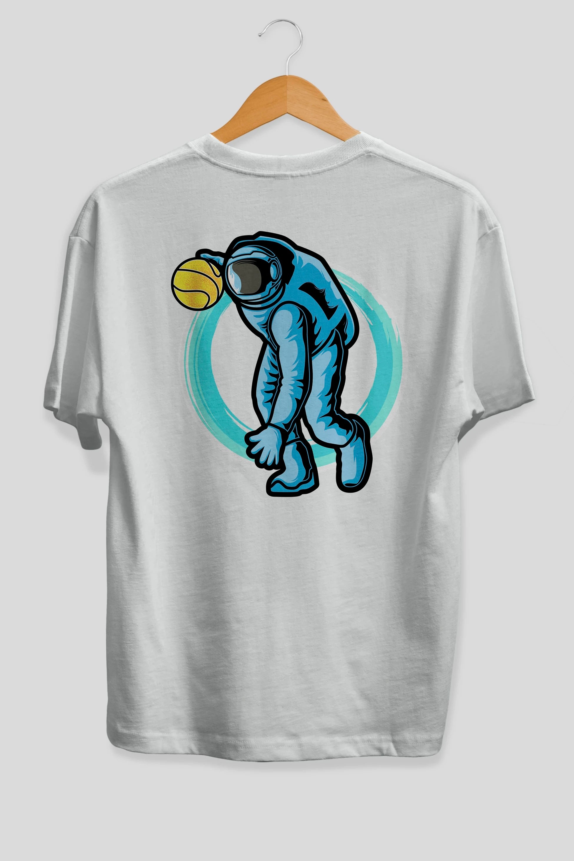Astronaut Dribble Arka Baskılı Oversize t-shirt Erkek Kadın Unisex