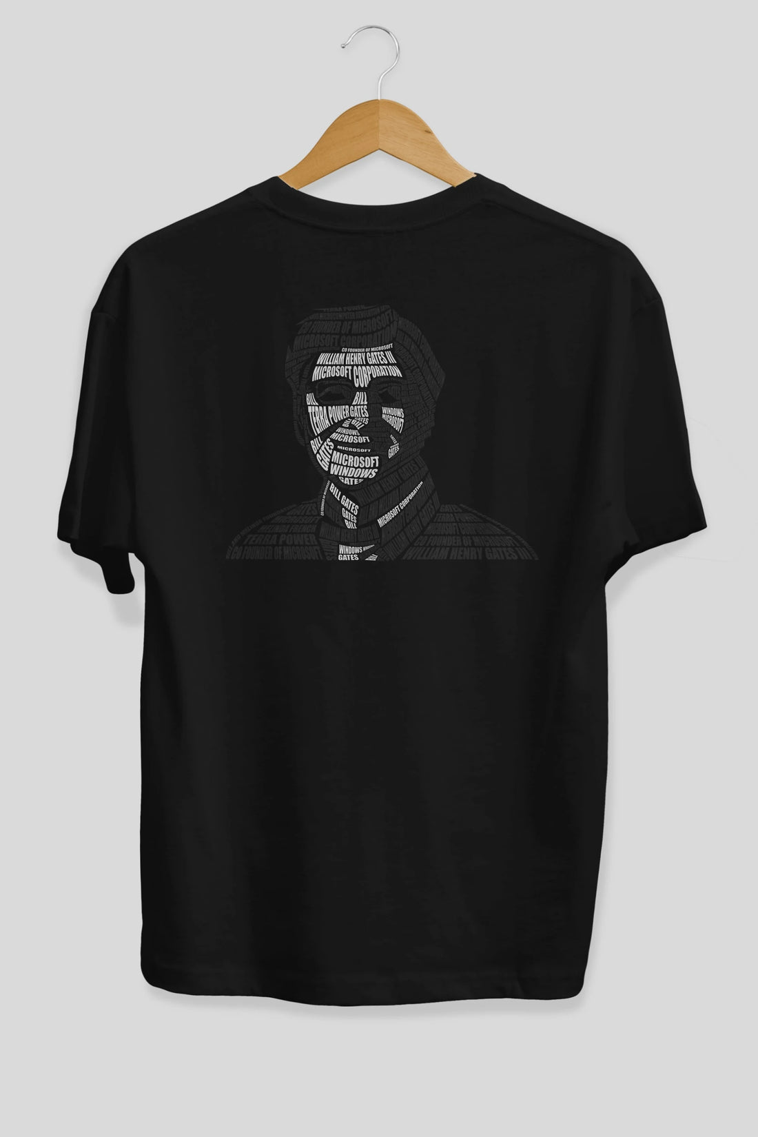 Bill Gates Calligram Arka Baskılı Oversize t-shirt %100 pamuk Erkek Kadın Unisex