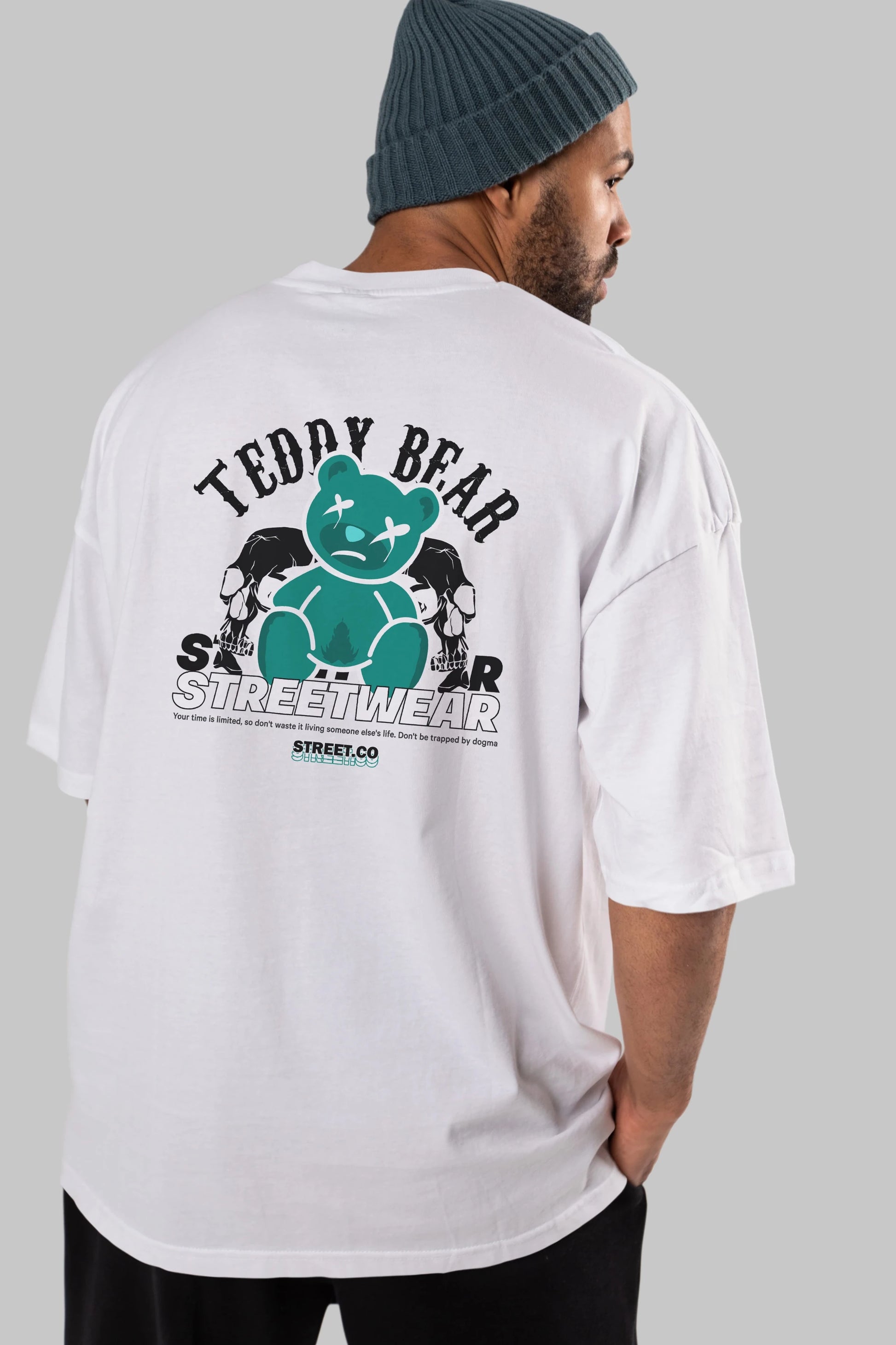 Teddy Bear Streetwear 2 Arka Baskılı Oversize t-shirt Erkek Kadın Unisex