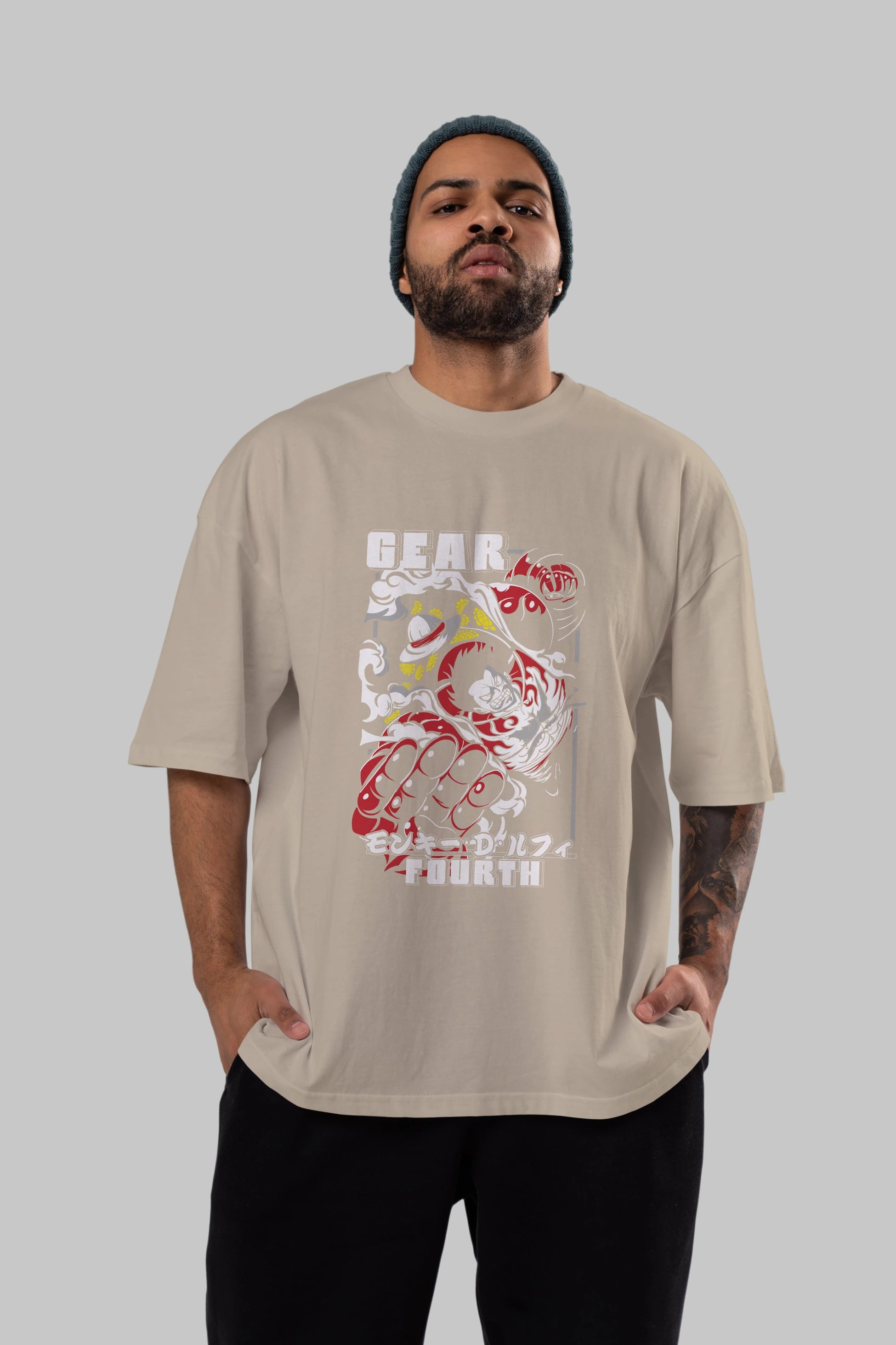 Luffy GEAR 4 Anime Ön Baskılı Oversize t-shirt Erkek Kadın Unisex
