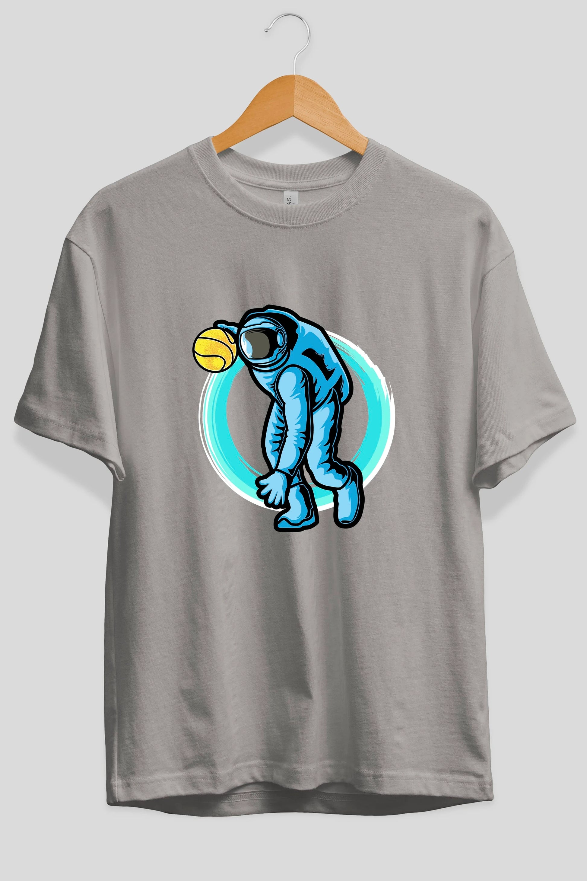 Astronaut Dribble Ön Baskılı Oversize t-shirt Erkek Kadın Unisex
