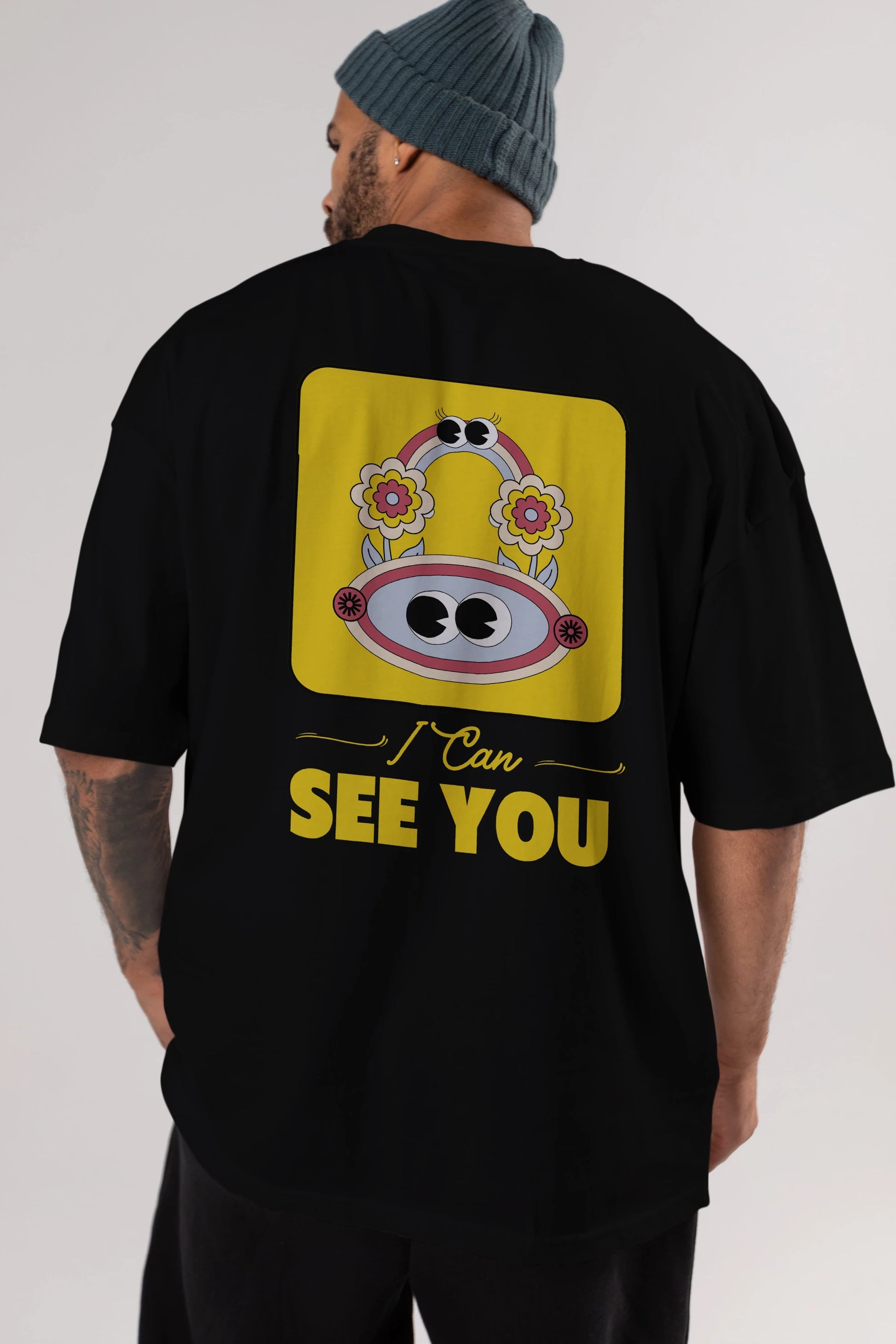 I Can See You Yazılı Arka Baskılı Oversize t-shirt Erkek Kadın Unisex