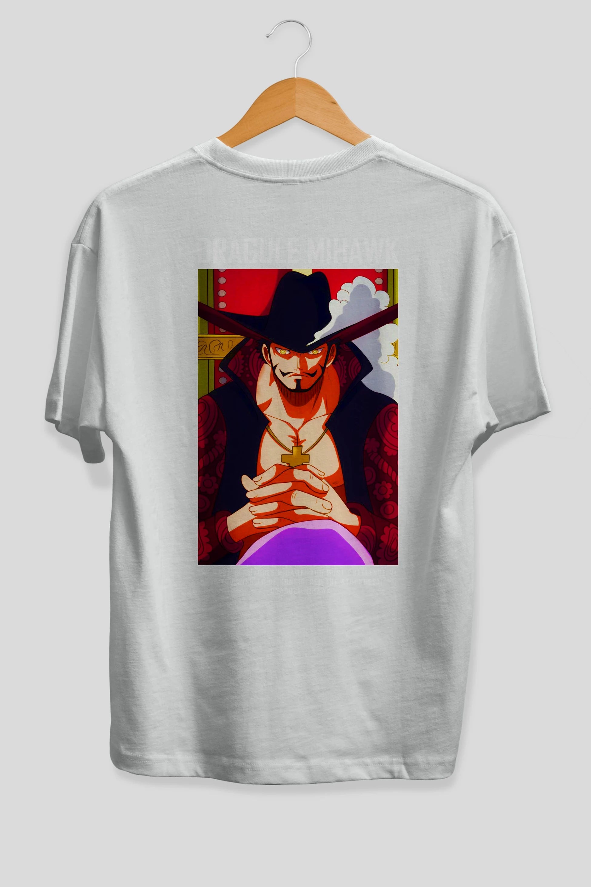 Dracule Mihawk Anime Arka Baskılı Oversize t-shirt Erkek Kadın Unisex %100 pamuk tişort