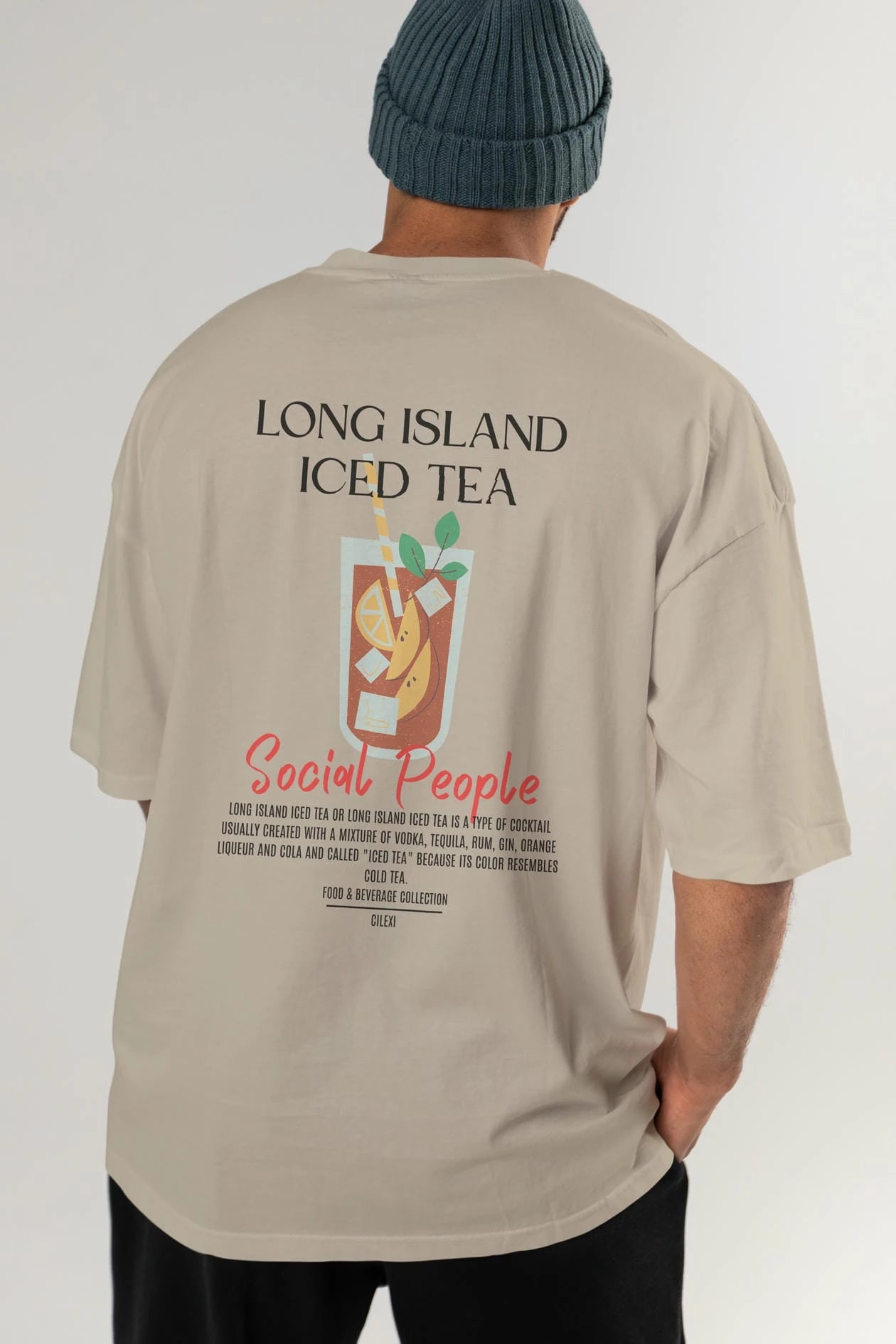 Long Island ıced tea Kokteyl Serisi Baskılı Oversize t-shirt Erkek Kadın Unisex %100 Pamuk Bisiklet Yaka tişort