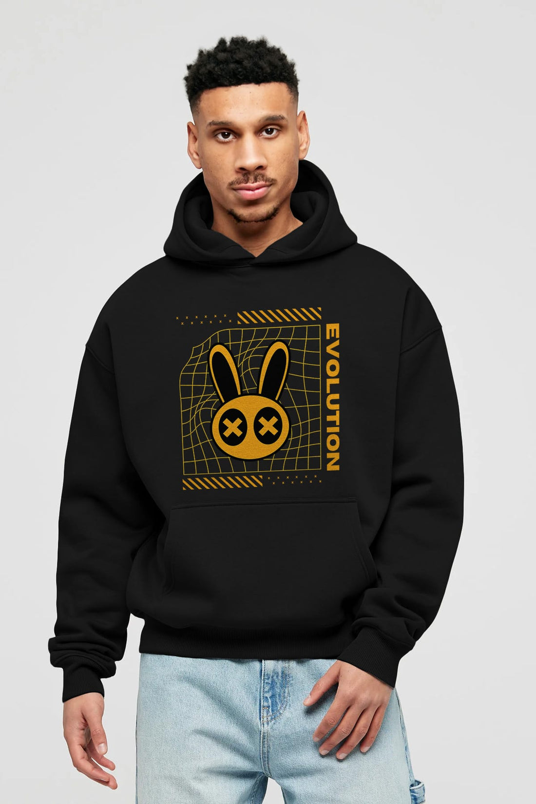 Evolution Yazılı Ön Baskılı Oversize Hoodie Kapüşonlu Sweatshirt Erkek Kadın Unisex