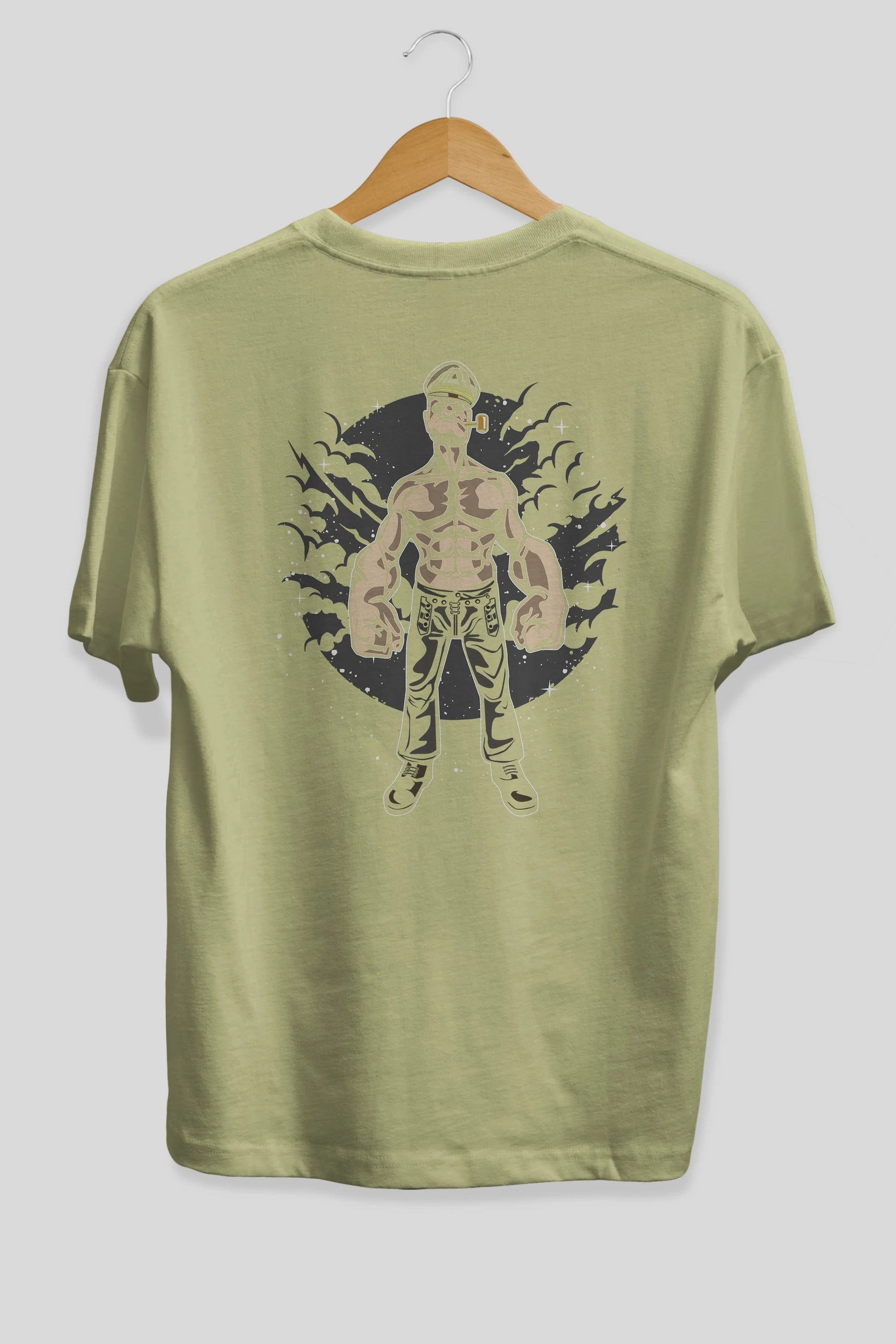 Popeye Arka Baskılı Oversize t-shirt Erkek Kadın Unisex %100 Pamuk