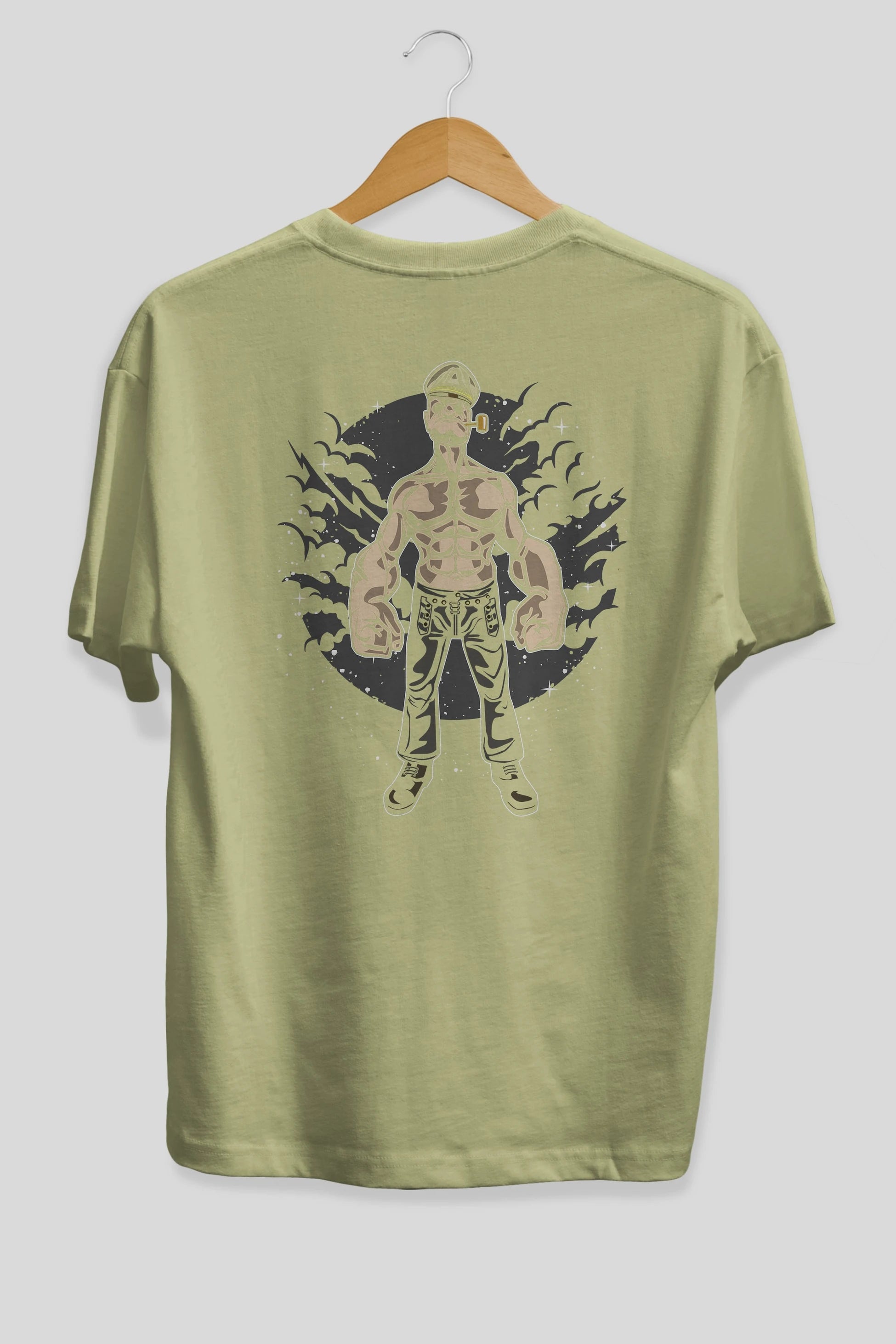 Popeye Arka Baskılı Oversize t-shirt Erkek Kadın Unisex %100 Pamuk