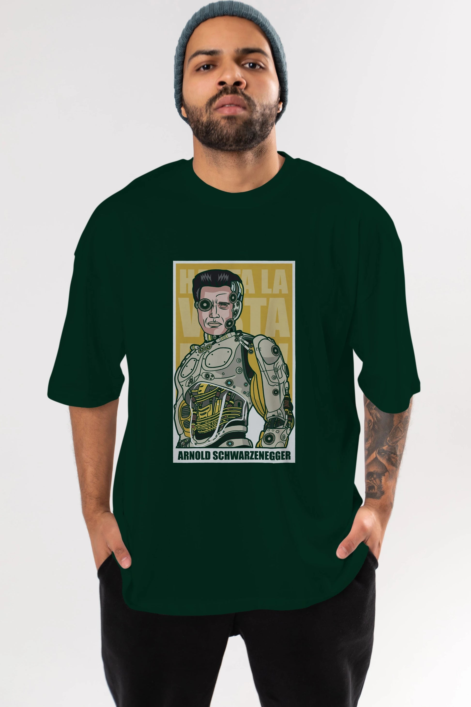 Arnold Robot Human Ön Baskılı Oversize t-shirt Erkek Kadın Unisex %100 Pamuk tişort