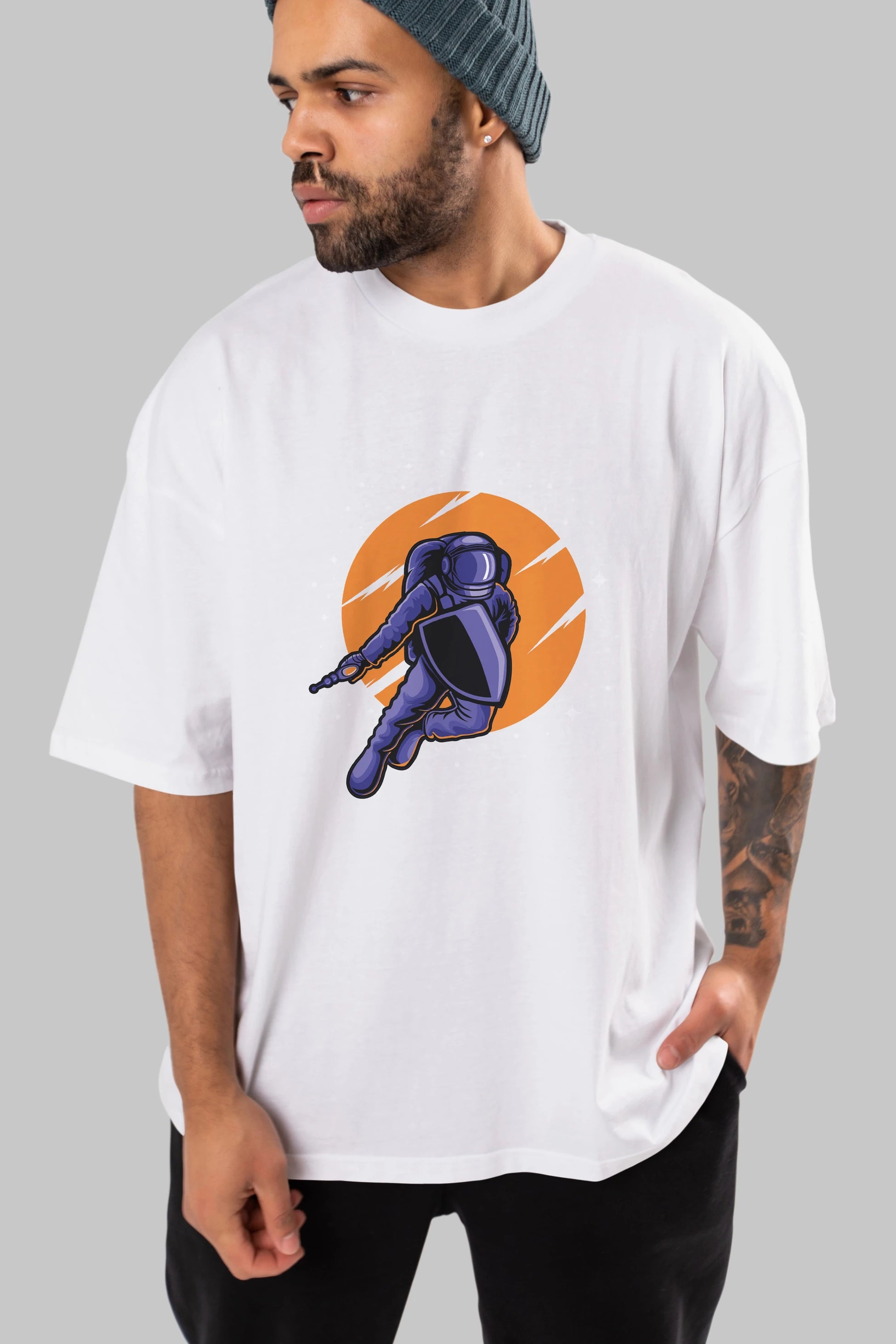 Astro Wars Ön Baskılı Oversize t-shirt Erkek Kadın Unisex