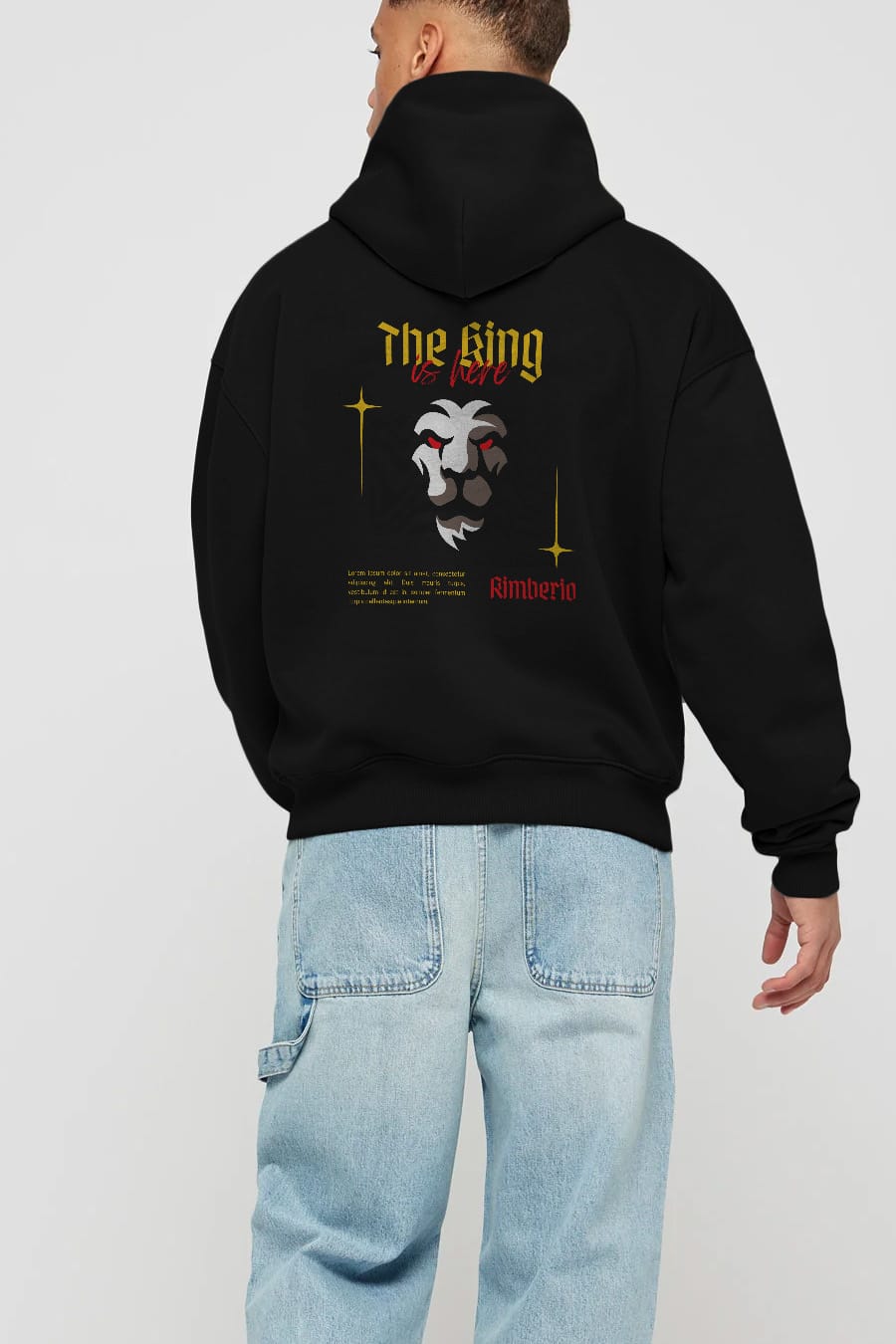 The King is Here Yazılı Arka Baskılı Oversize Hoodie Kapüşonlu Sweatshirt Erkek Kadın Unisex