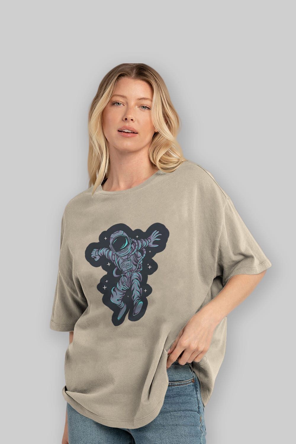 Astrostars sticker Ön Baskılı Oversize t-shirt Erkek Kadın Unisex