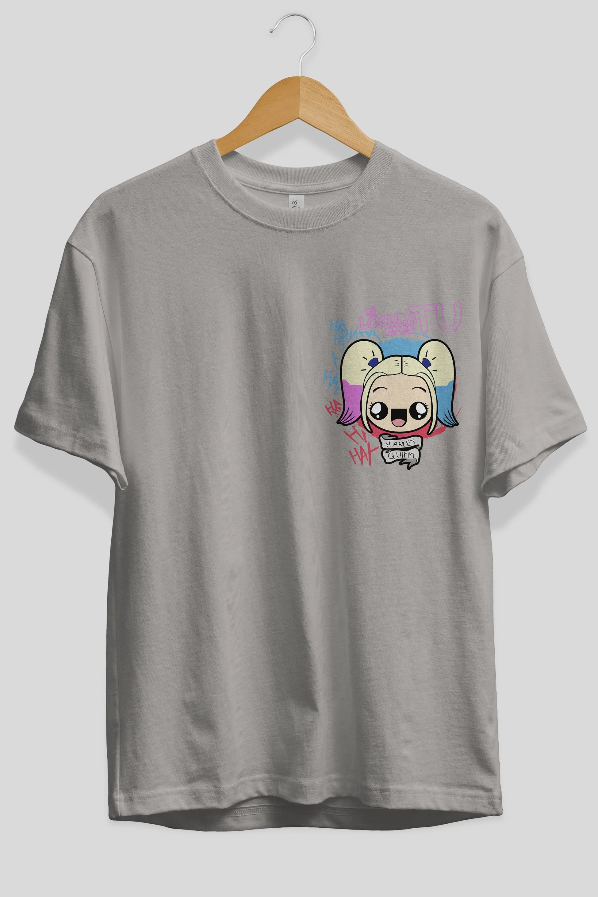 Harley Quinn Ön Sol Baskılı Oversize t-shirt Erkek Kadın Unisex %100 Pamuk Bisiklet Yaka tişort