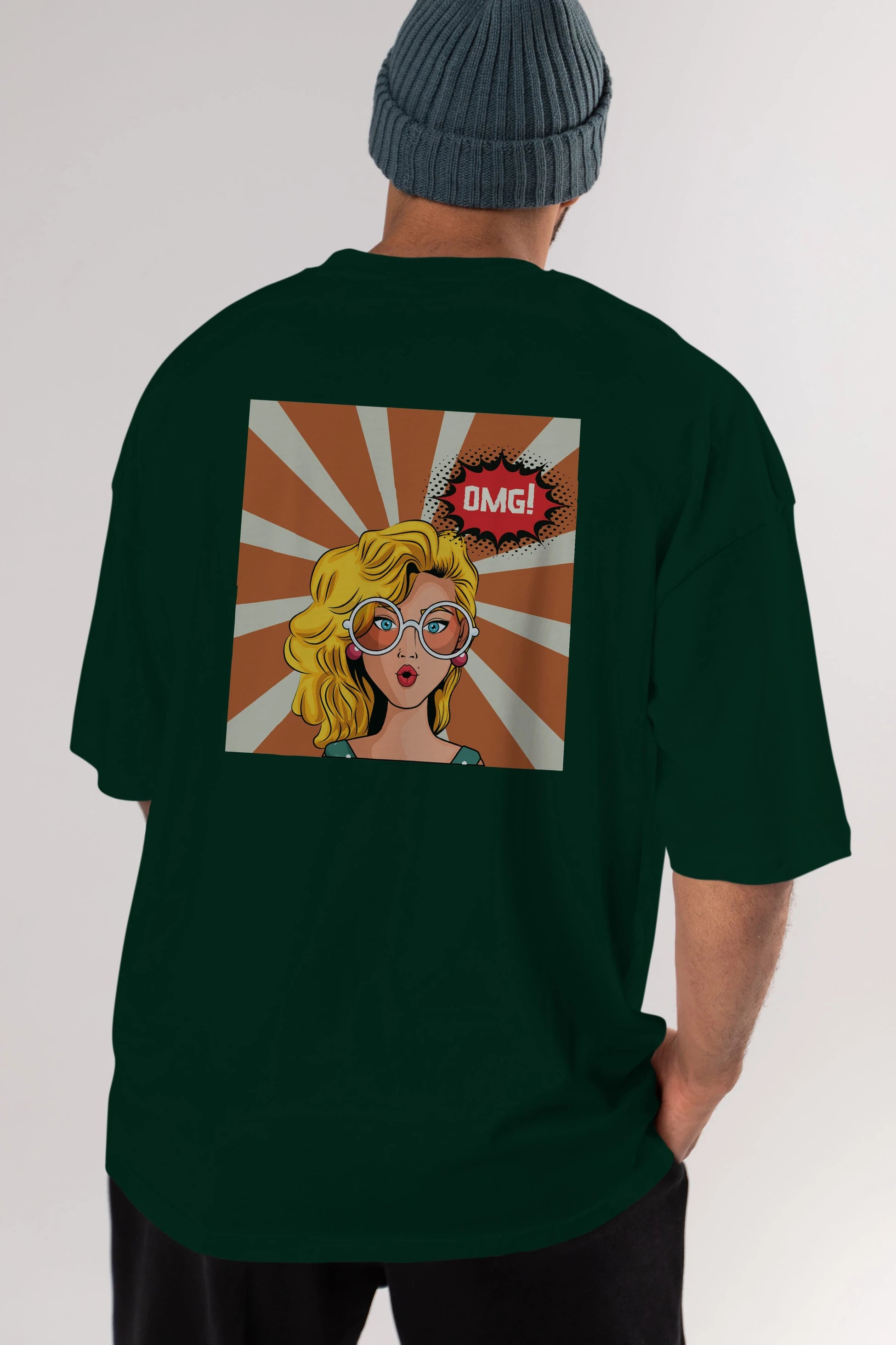 OMG Yazılı Retro Arka Baskılı Oversize t-shirt Erkek Kadın Unisex