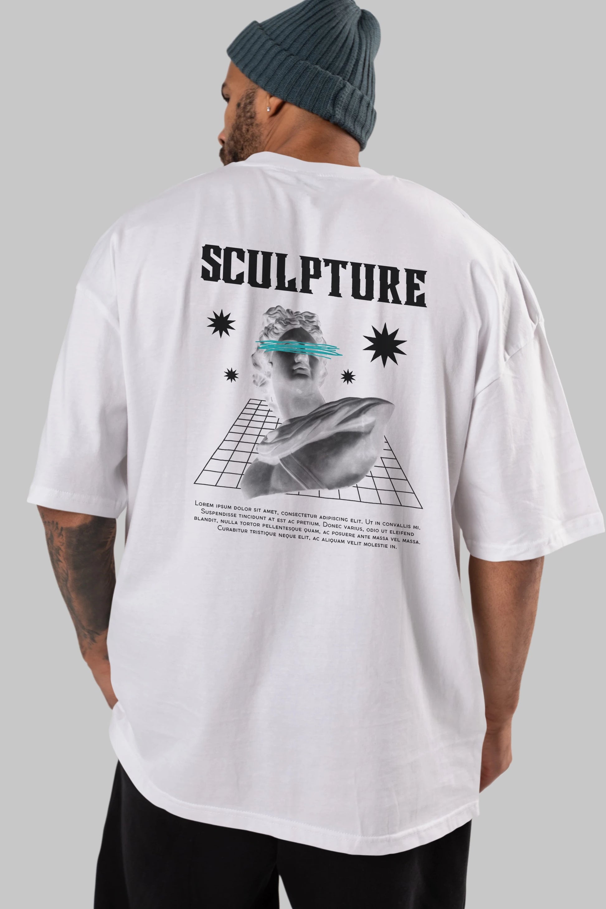 Sculpture Yazılı Arka Baskılı Oversize t-shirt Erkek Kadın Unisex