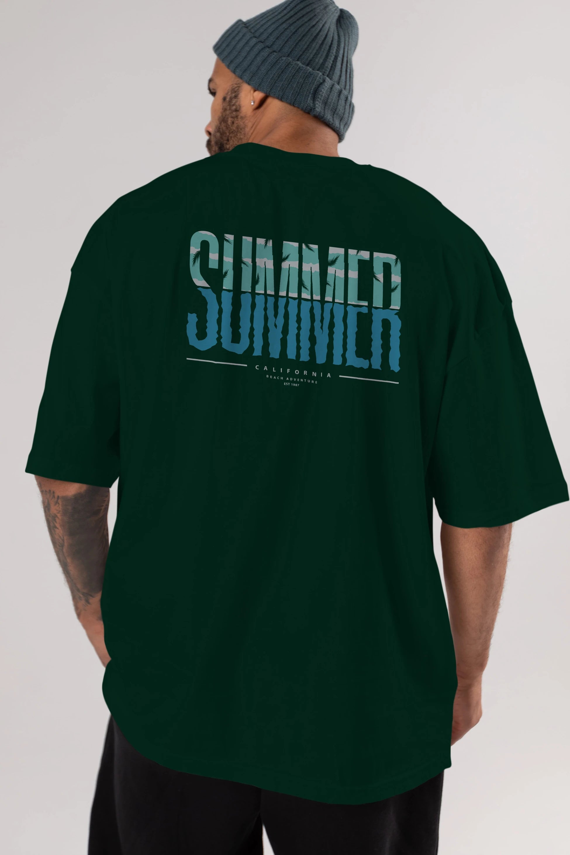 Summer California Arka Baskılı Oversize t-shirt Erkek Kadın Unisex