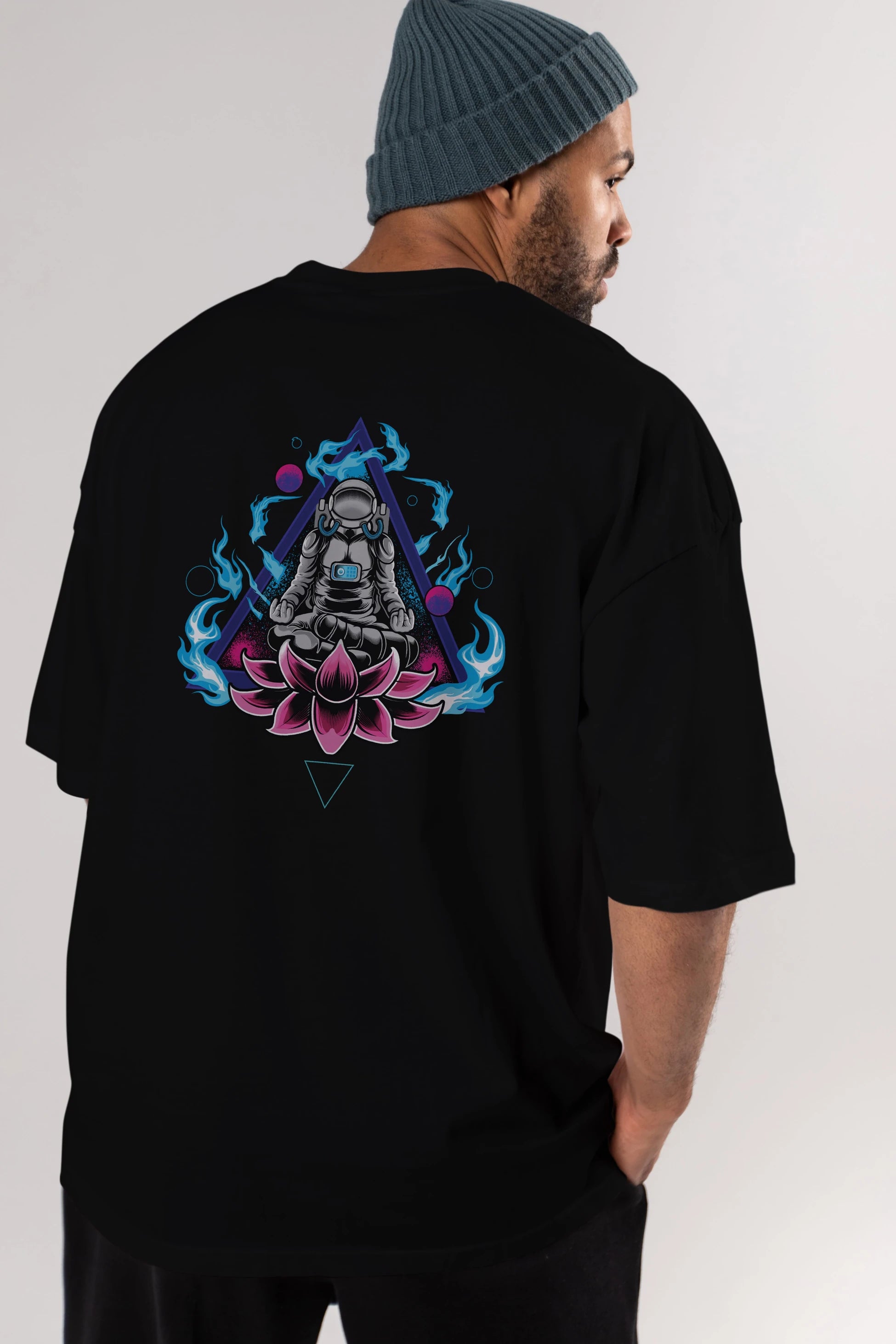 Astronaut Meditation (2) Arka Baskılı Oversize t-shirt Erkek Kadın Unisex