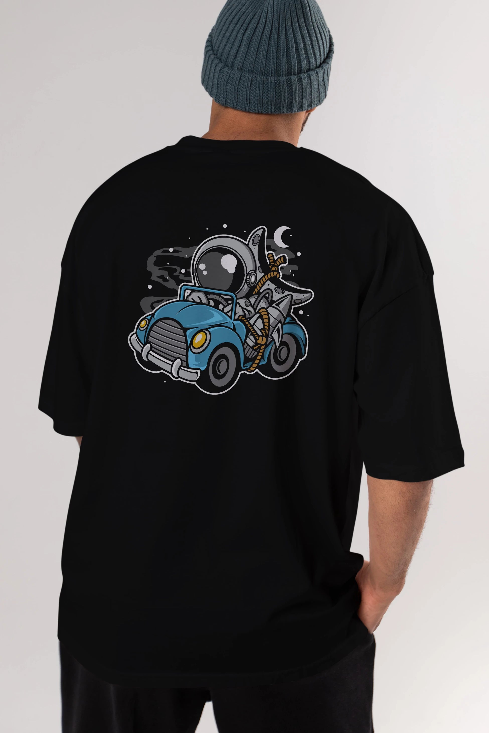 Astronaut Journey Arka Baskılı Oversize t-shirt Erkek Kadın Unisex