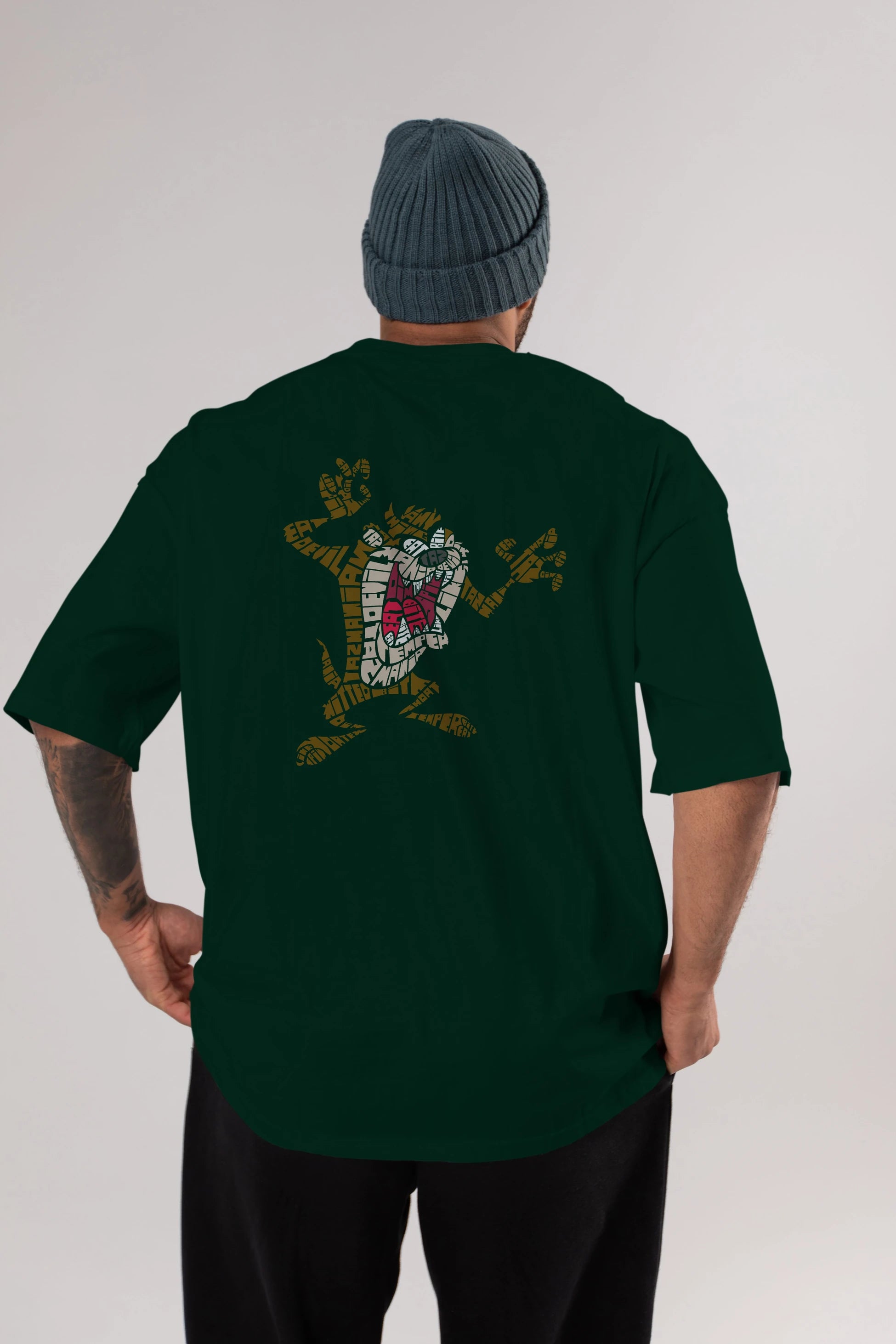Tazmania Arka Baskılı Oversize t-shirt %100 pamuk Erkek Kadın Unisex