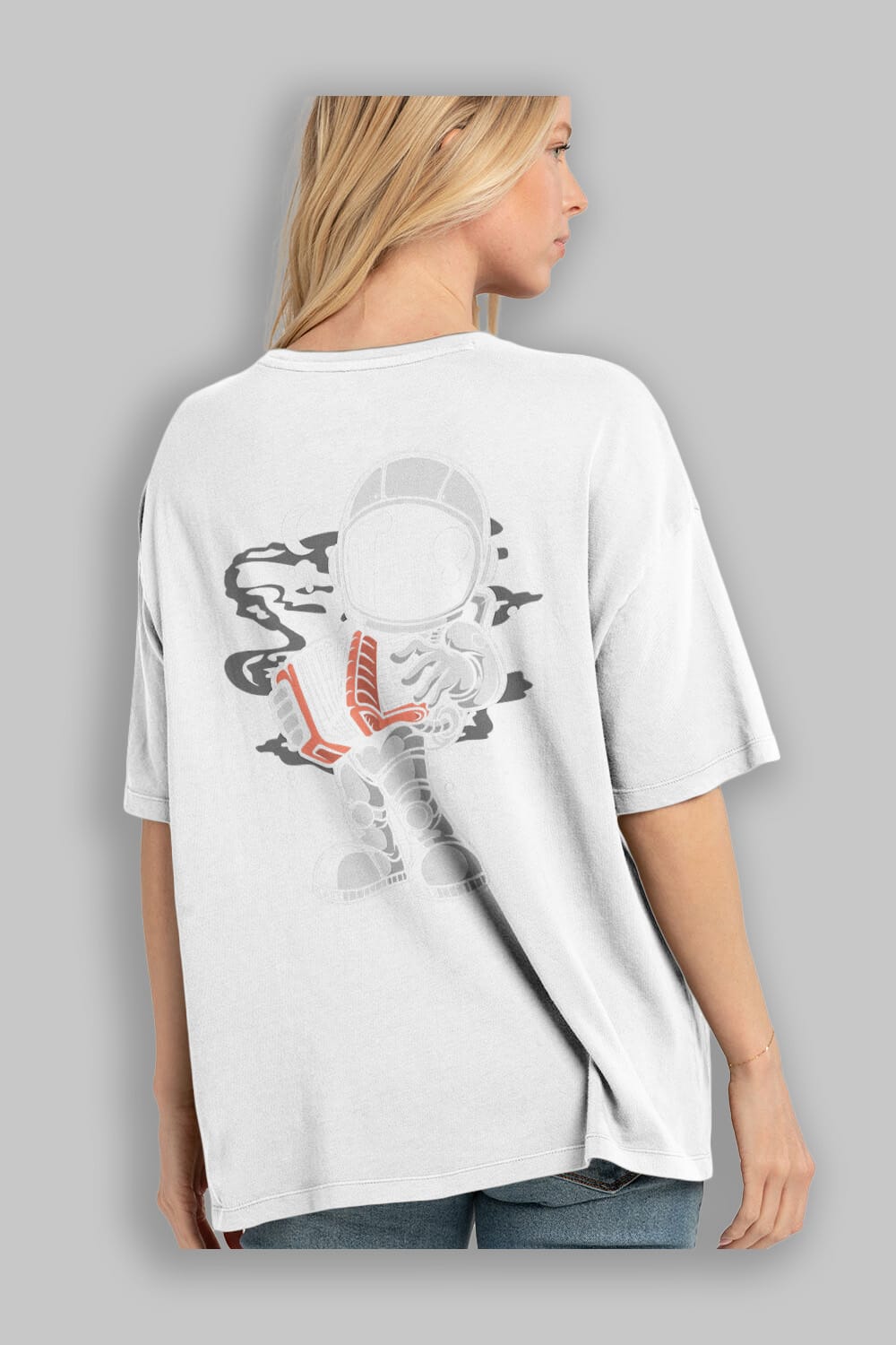 Astronaut Accordion Arka Baskılı Oversize t-shirt Erkek Kadın Unisex