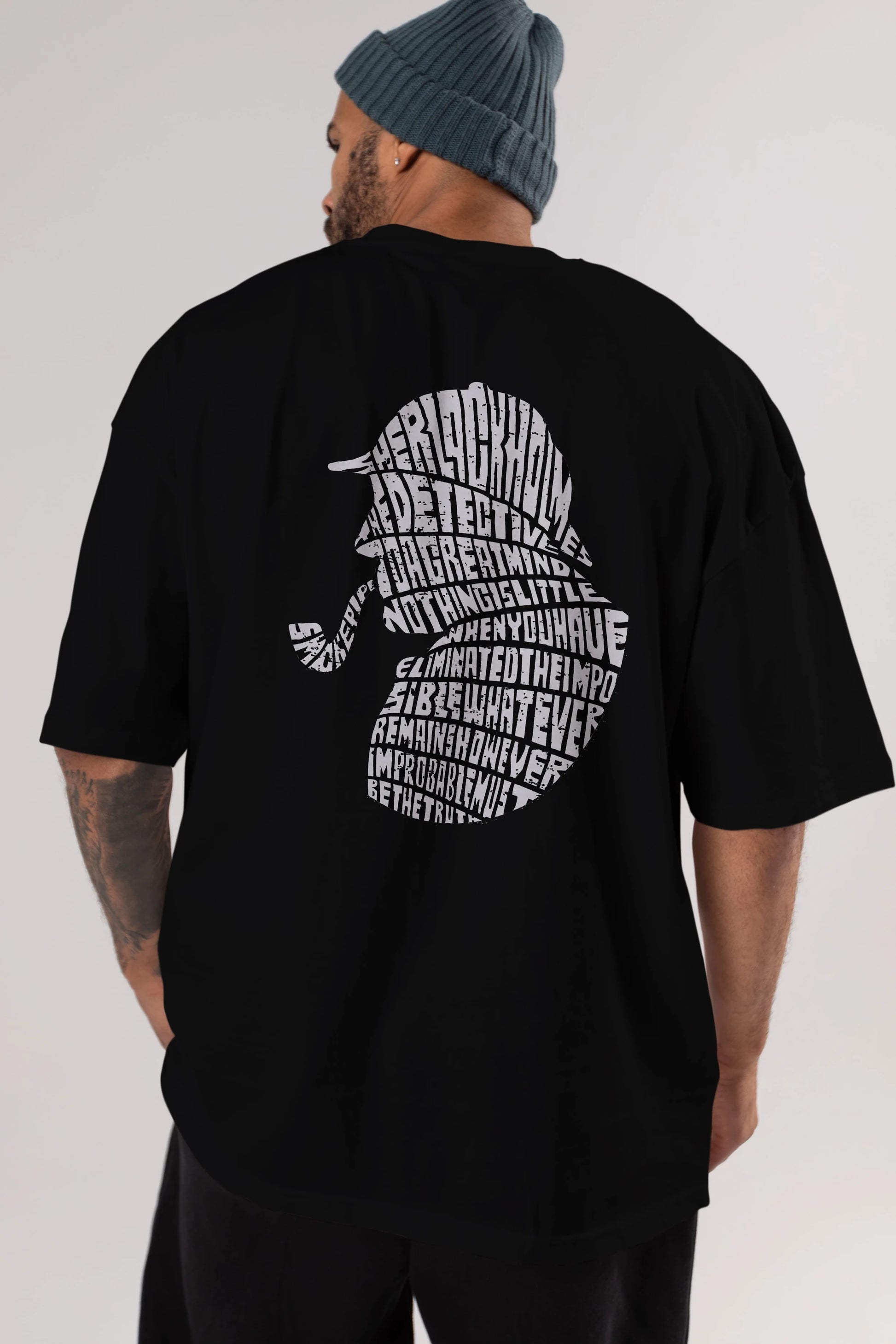 Holmes Arka Baskılı Oversize t-shirt %100 pamuk Erkek Kadın Unisex