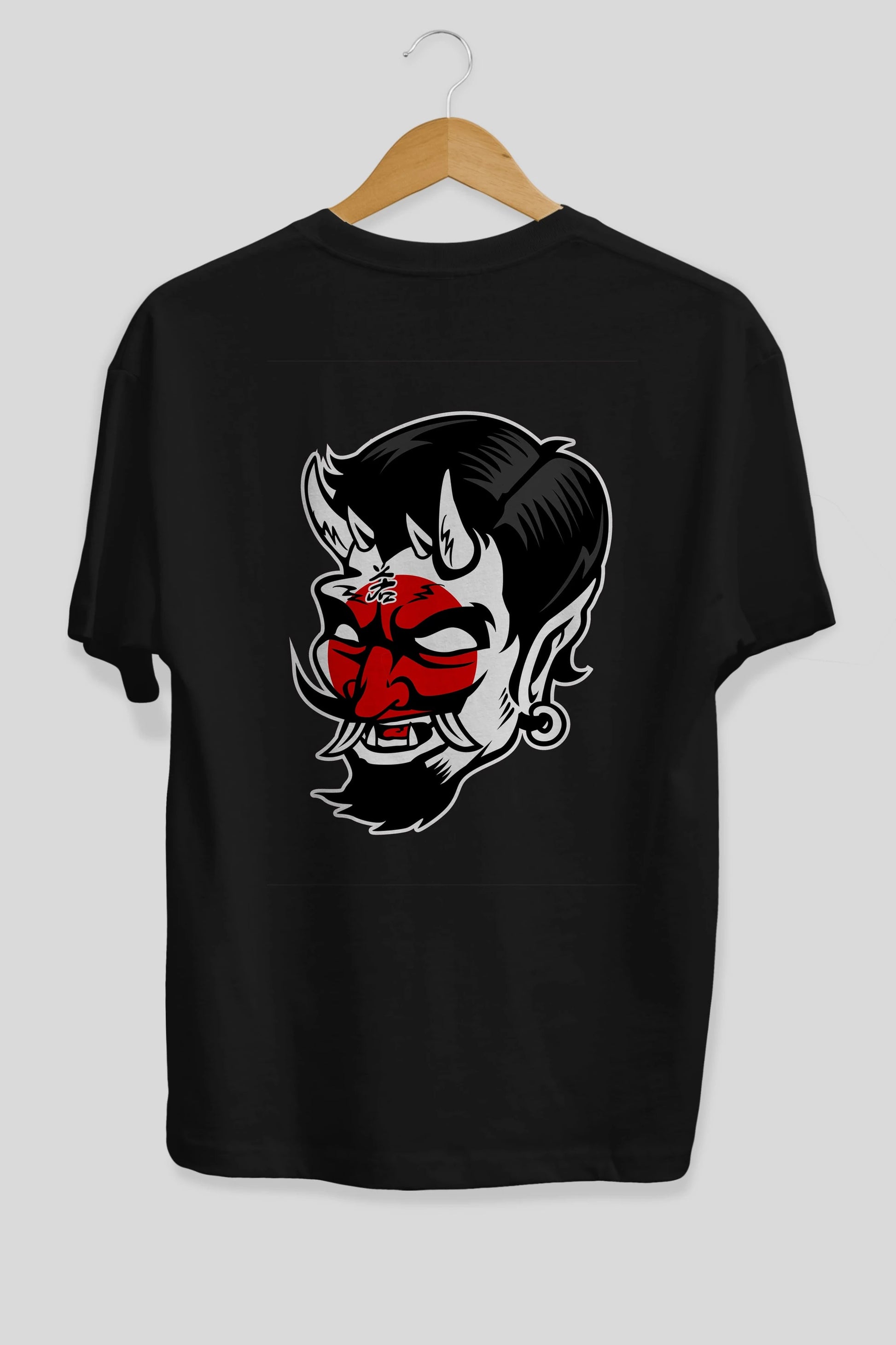 Japanese Devil Arka Baskılı Oversize t-shirt Erkek Kadın Unisex %100 Pamuk tişort