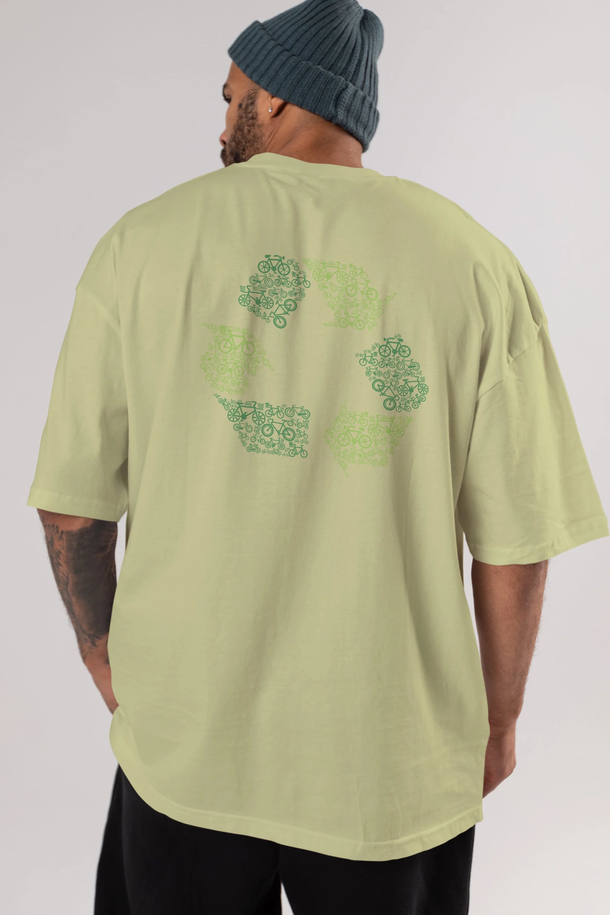 Recycling Arka Baskılı Oversize t-shirt %100 pamuk Erkek Kadın Unisex