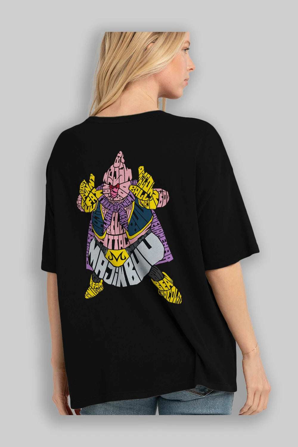Majin Buu Arka Baskılı Oversize t-shirt %100 pamuk Erkek Kadın Unisex
