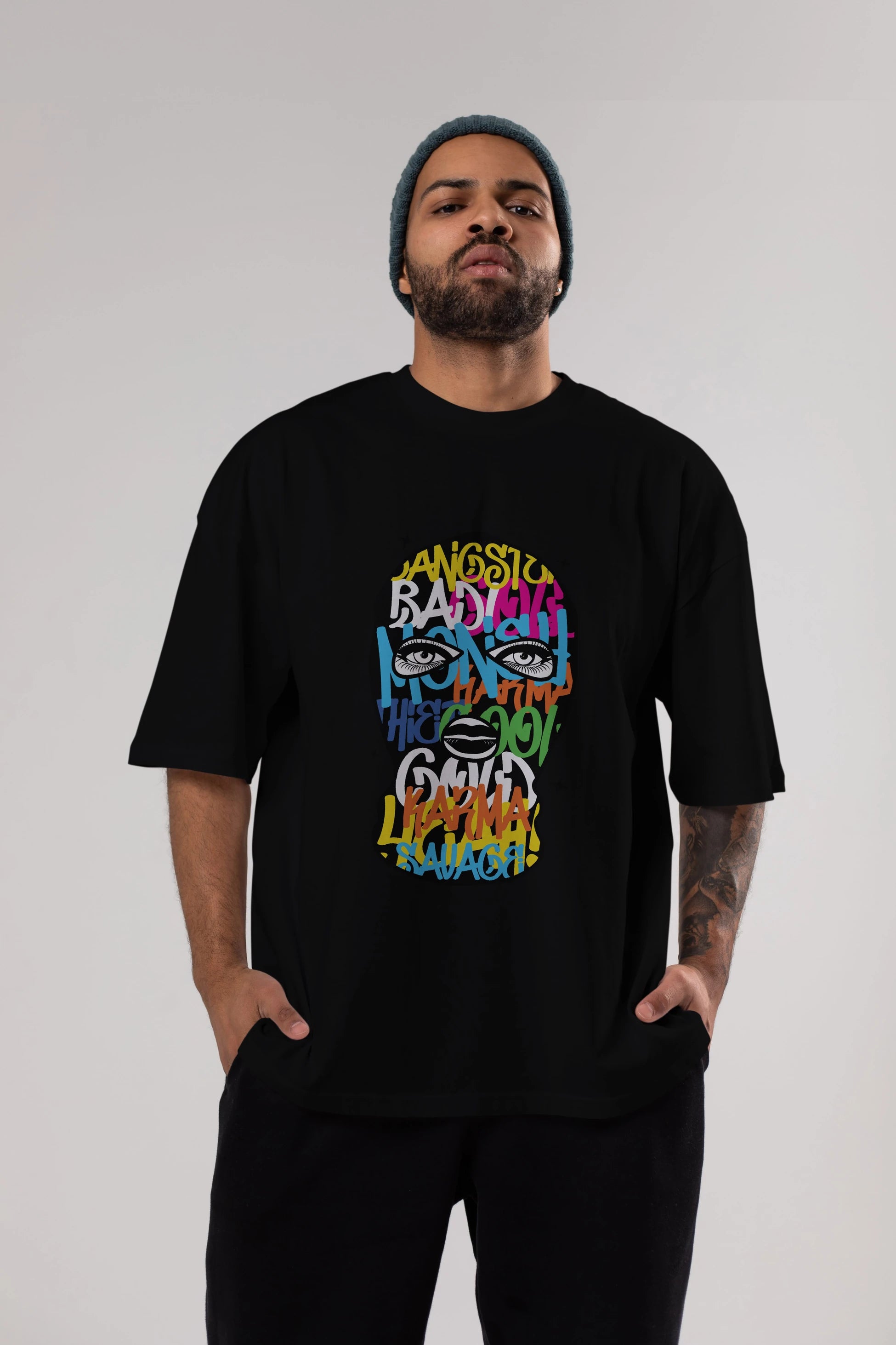 Karma Savage Ön Baskılı Oversize t-shirt Erkek Kadın Unisex