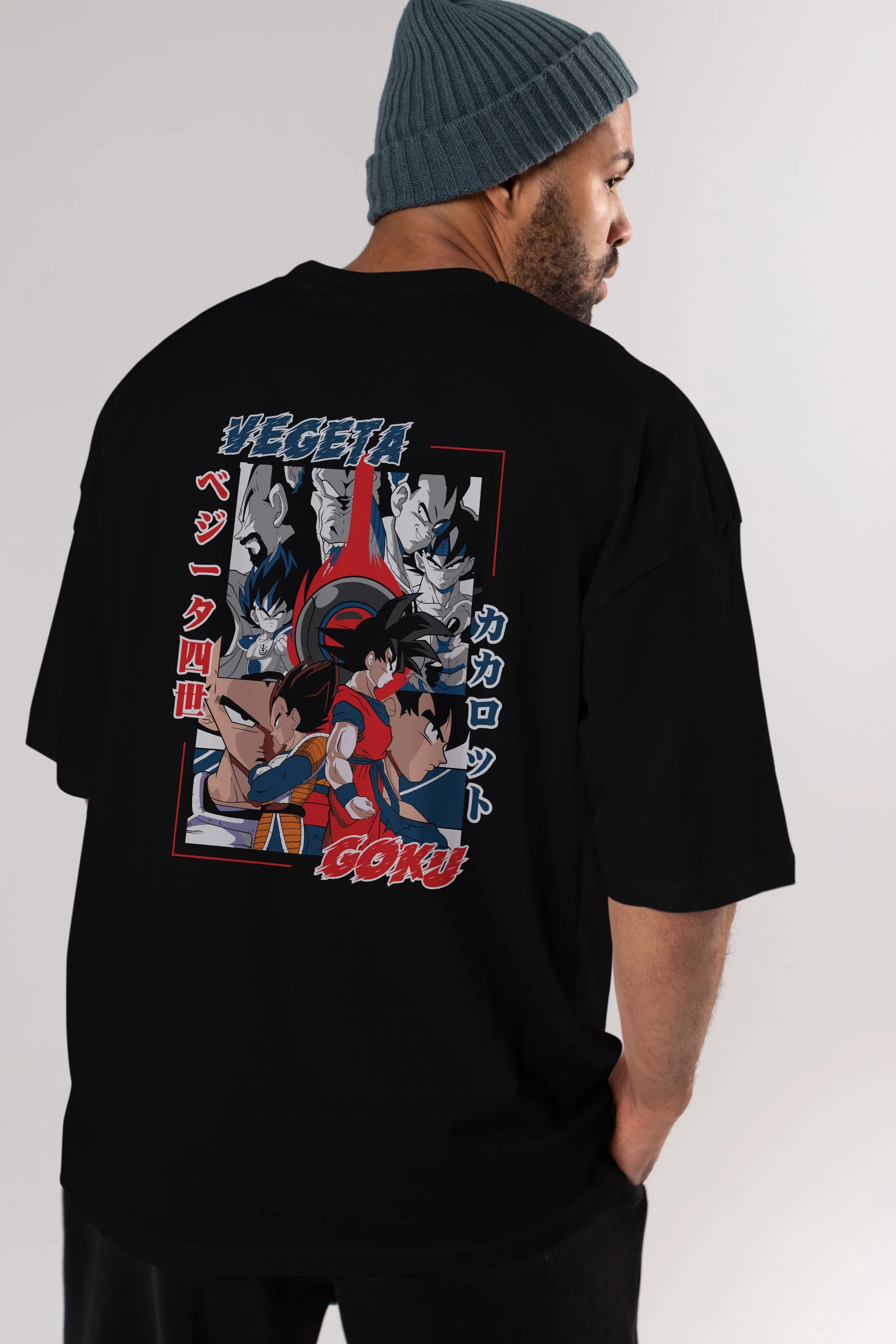 VEGETA VS GOKU Anime Arka Baskılı Oversize t-shirt Erkek Kadın Unisex