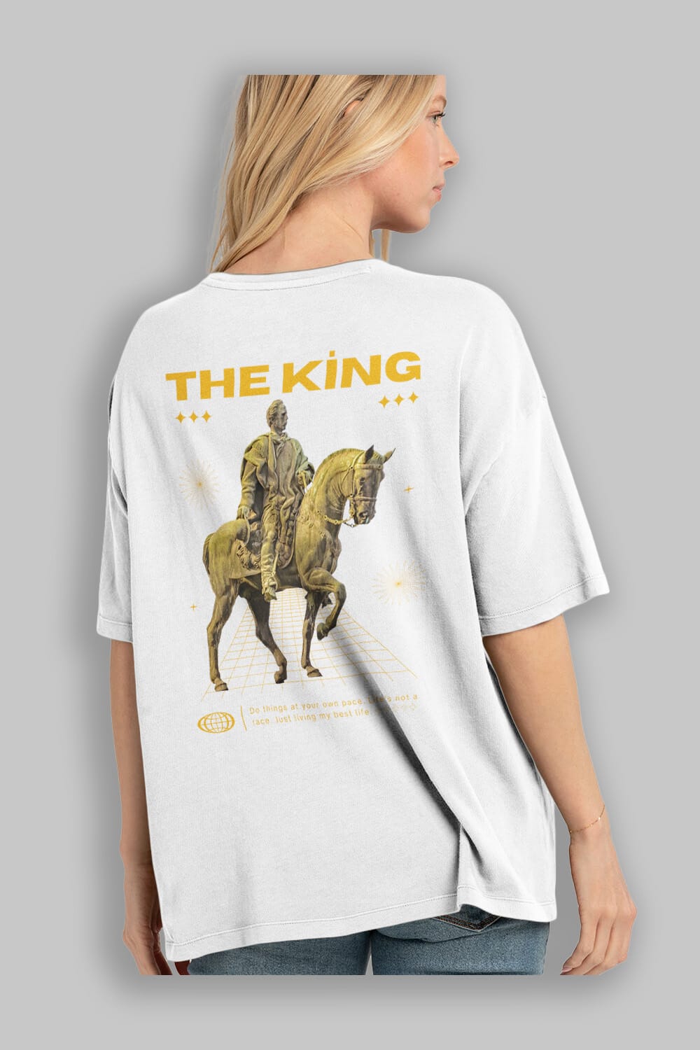The King Yazılı Arka Baskılı Oversize t-shirt Erkek Kadın Unisex