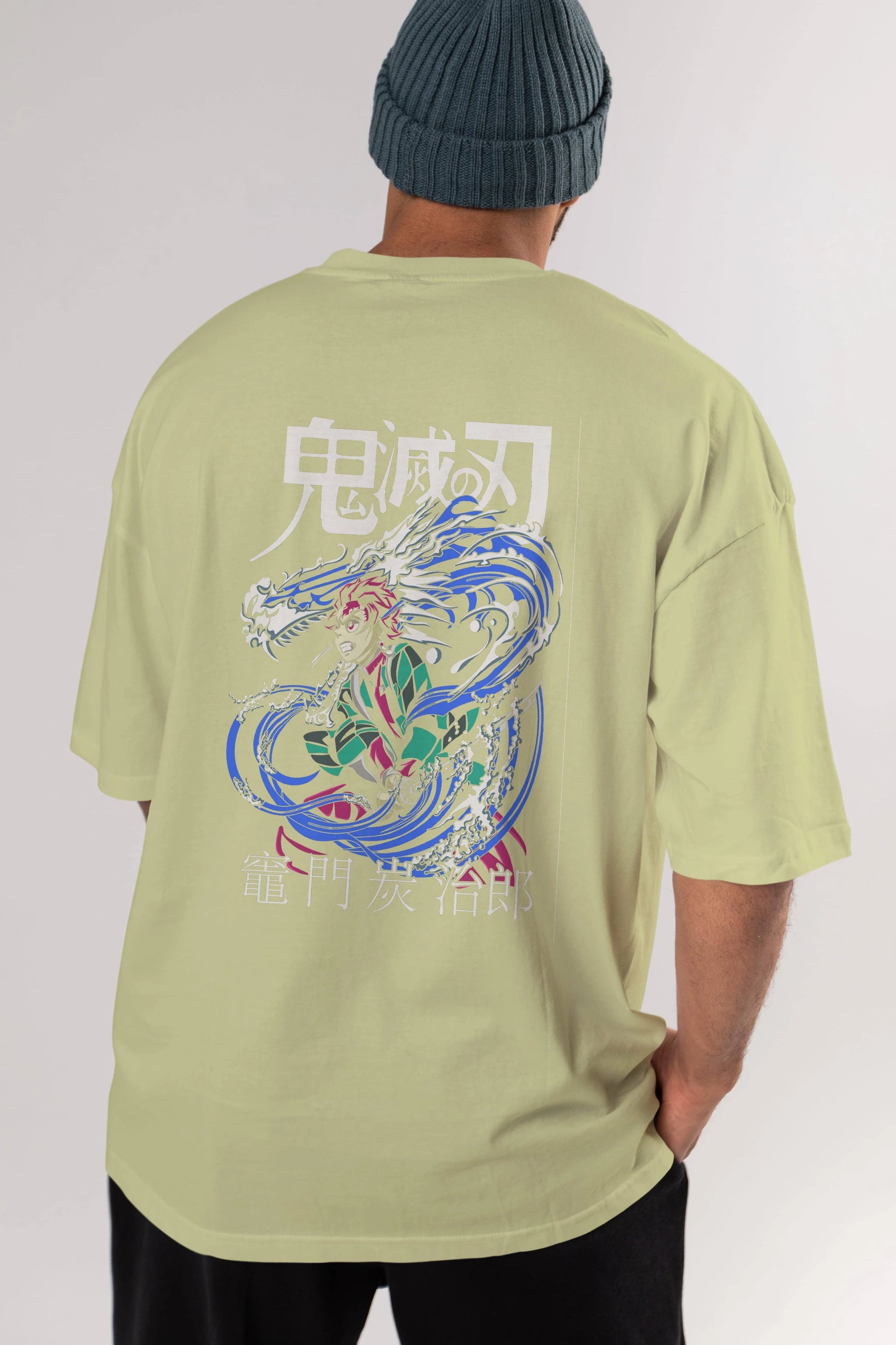 TANJIRO KAMADO 2 Anime Arka Baskılı Oversize t-shirt Erkek Kadın Unisex