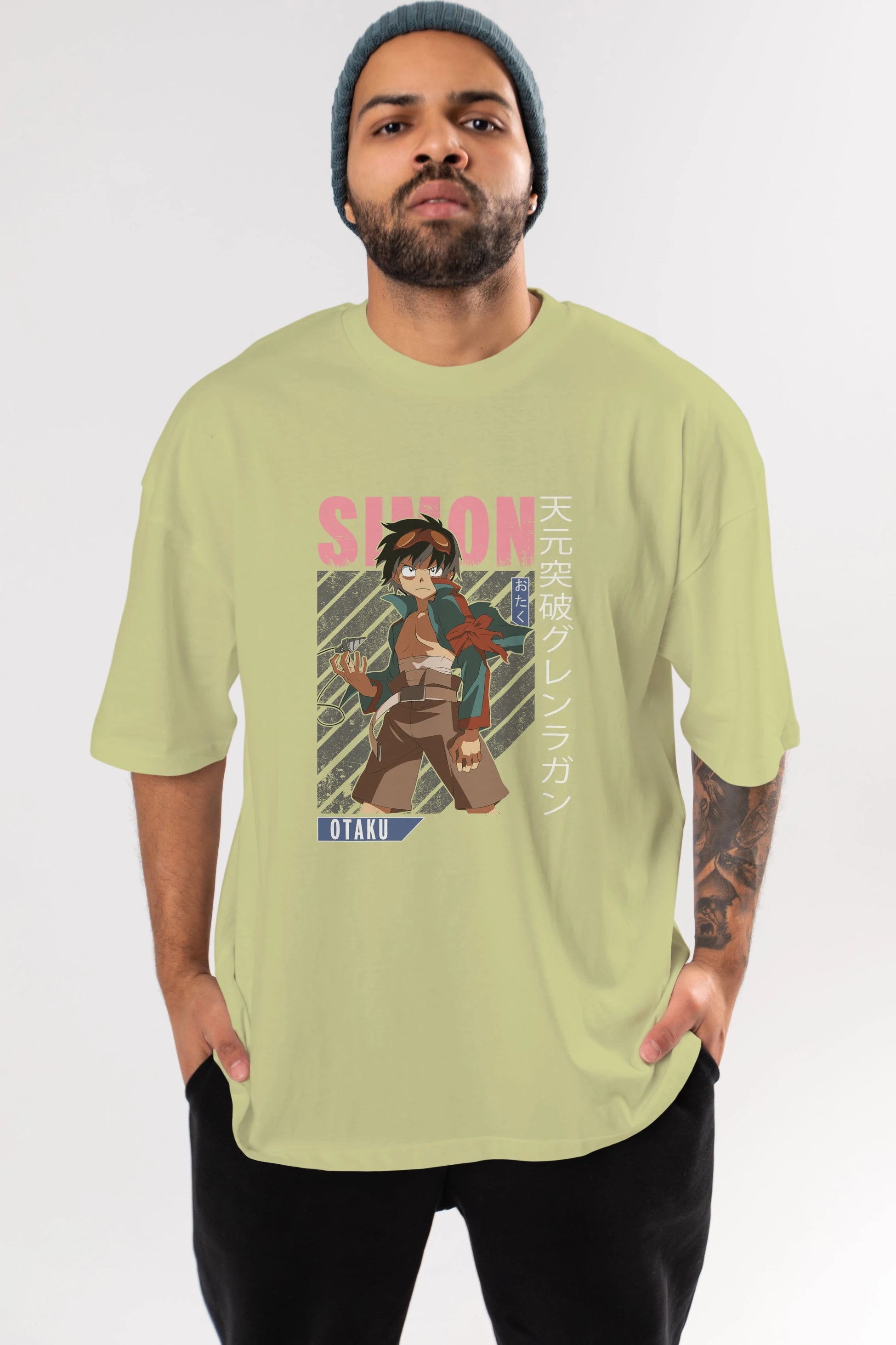 Simon 5 Anime Ön Baskılı Oversize t-shirt %100 pamuk Erkek Kadın Unisex