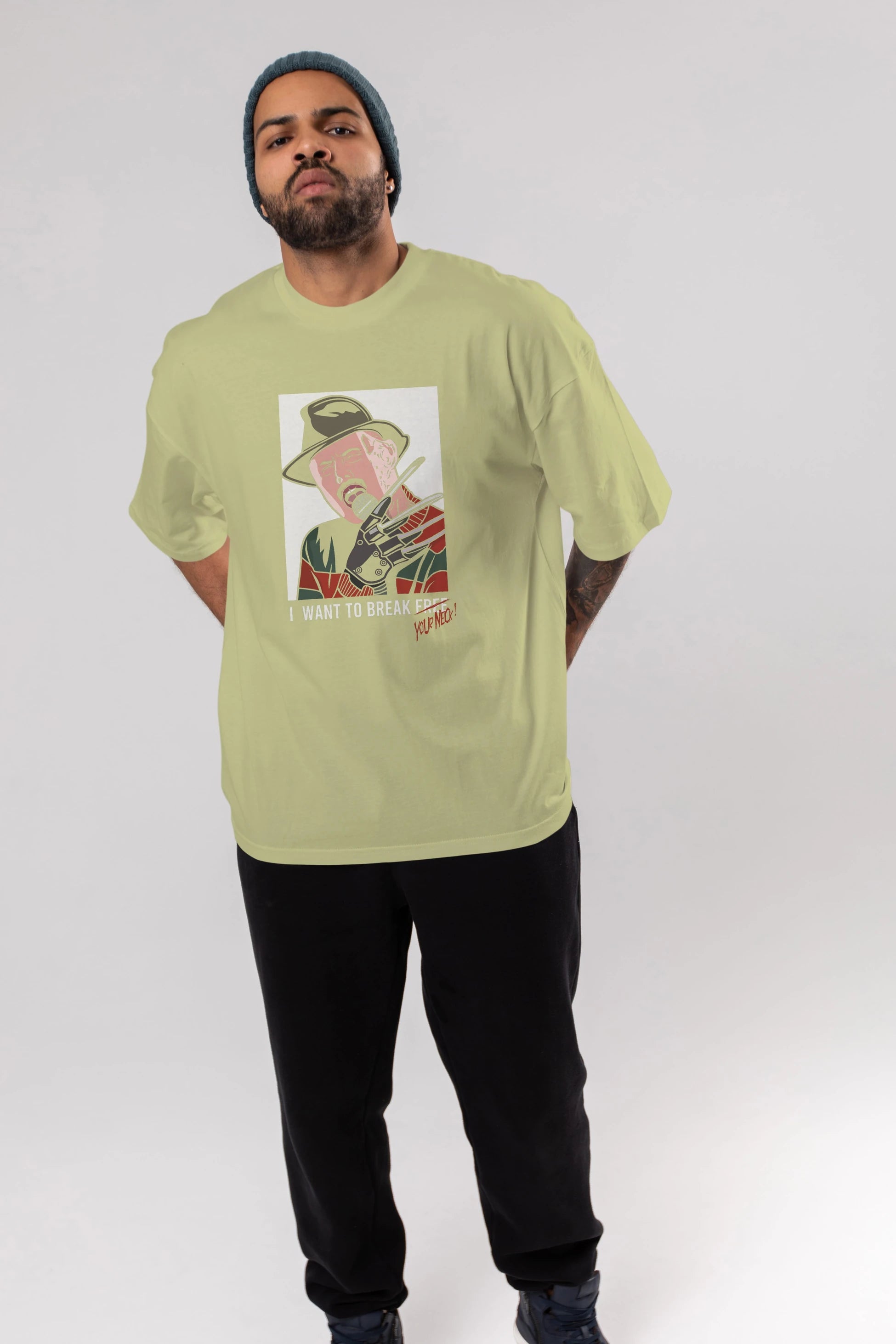 Freddy Merkrueger Ön Baskılı Oversize t-shirt Erkek Kadın Unisex %100 Pamuk tişort