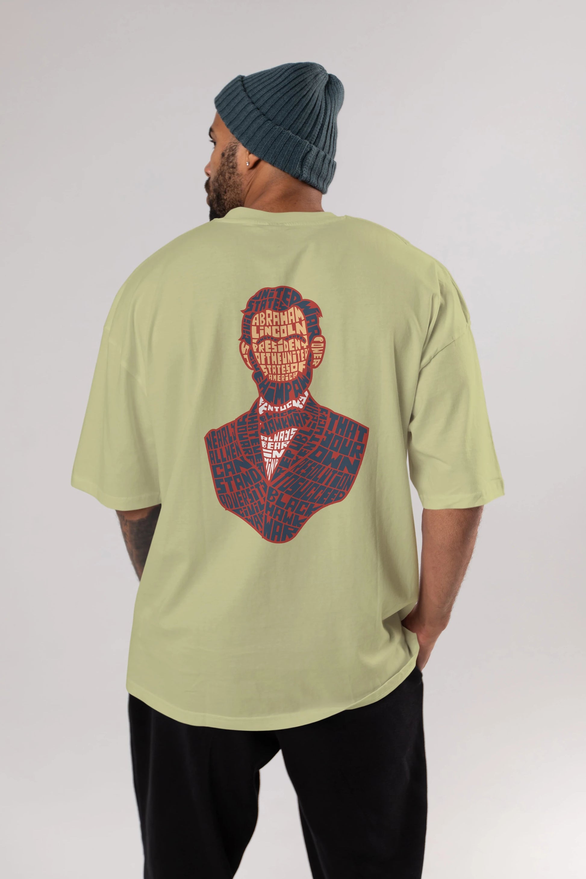Abraham Lincoln Arka Baskılı Oversize t-shirt %100 pamuk Erkek Kadın Unisex