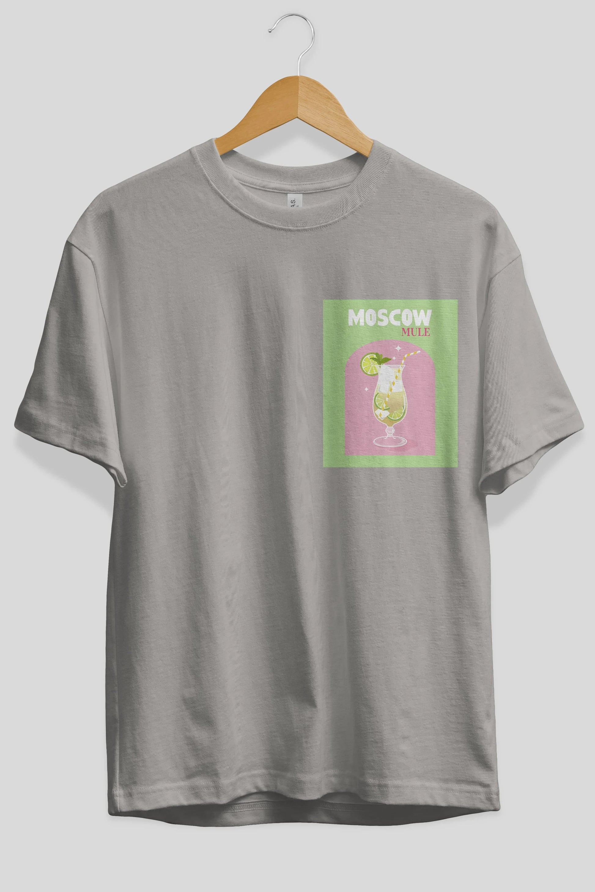Moscow Mule 5 Ön Sol Baskılı Oversize t-shirt Erkek Kadın Unisex %100 Pamuk Bisiklet Yaka tişort