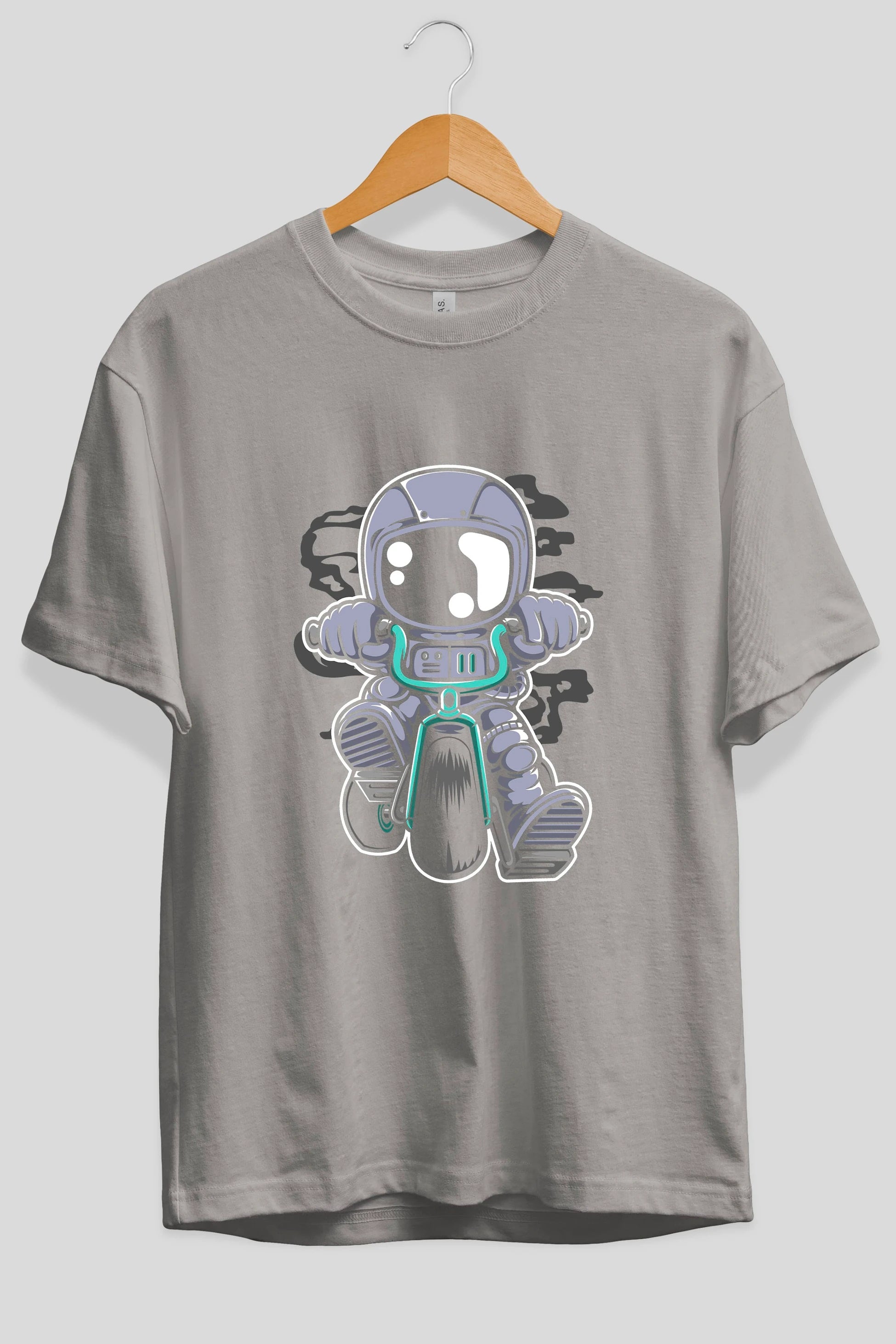 Astronaut Biker Ön Baskılı Oversize t-shirt Erkek Kadın Unisex