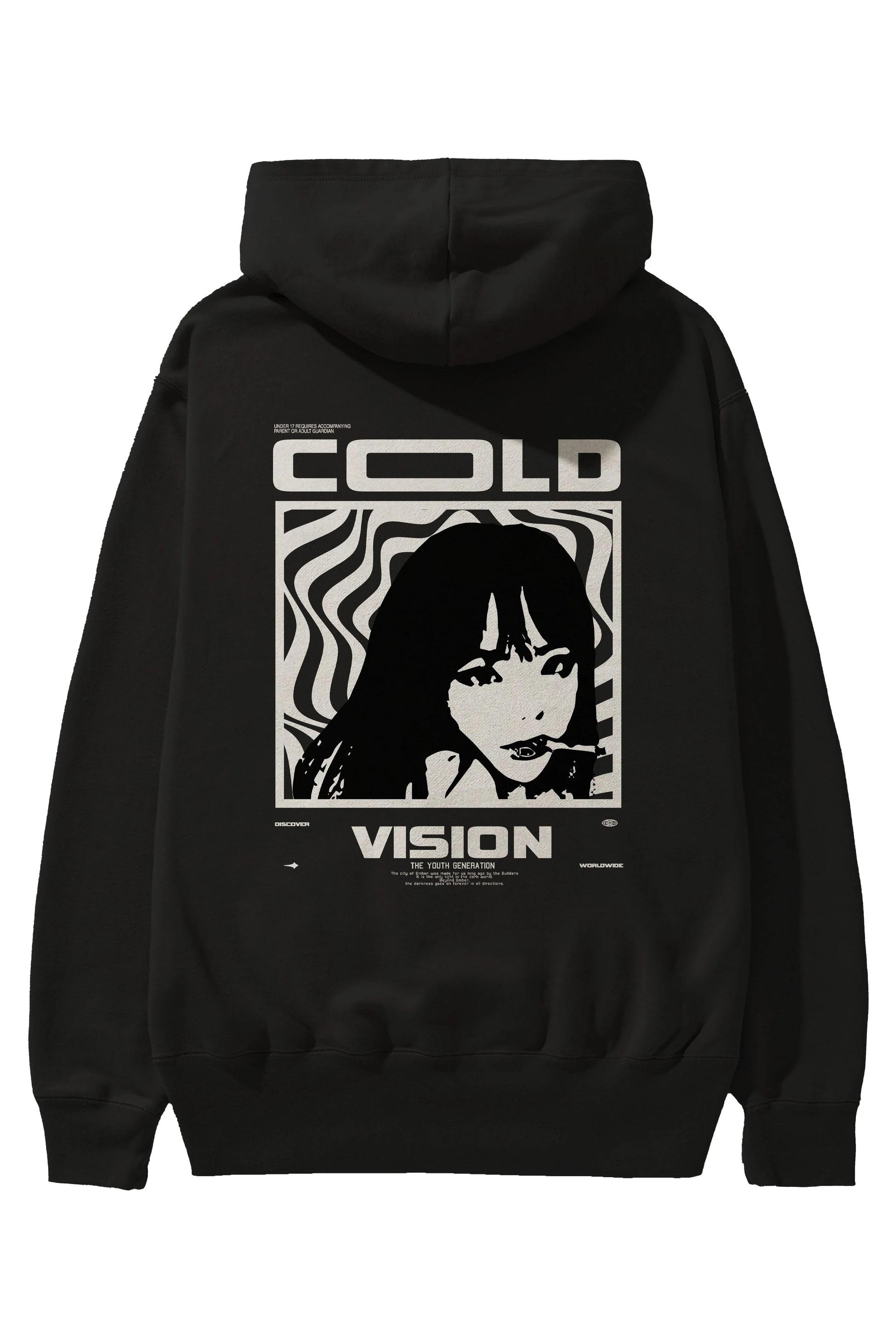 Cold Vision Arka Baskılı Hoodie Oversize Kapüşonlu Sweatshirt Erkek Kadın Unisex