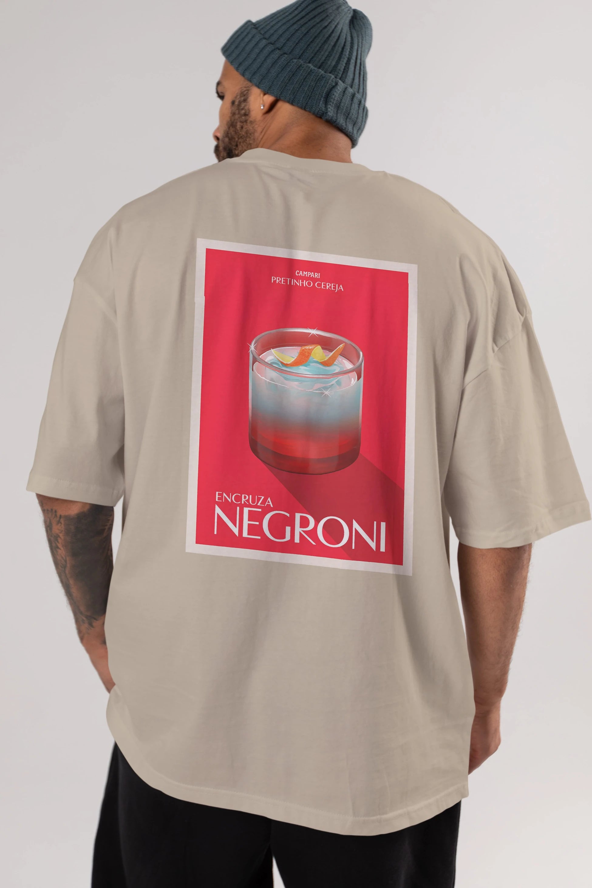 Encruza Negroni Arka Baskılı Oversize t-shirt Erkek Kadın Unisex %100 Pamuk Bisiklet Yaka tişort