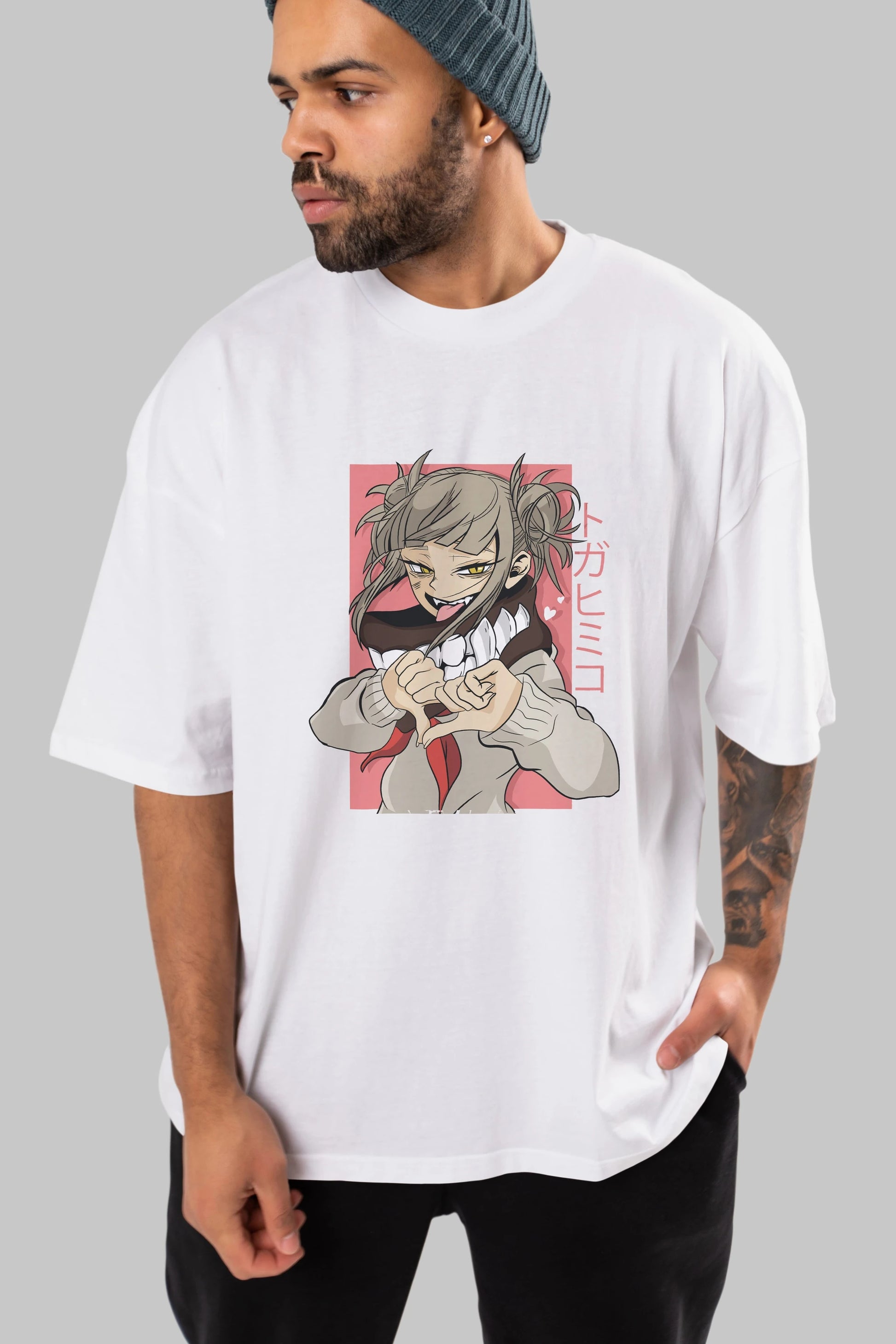 Himiko Toga Anime Ön Baskılı Oversize t-shirt %100 pamuk Erkek Kadın Unisex