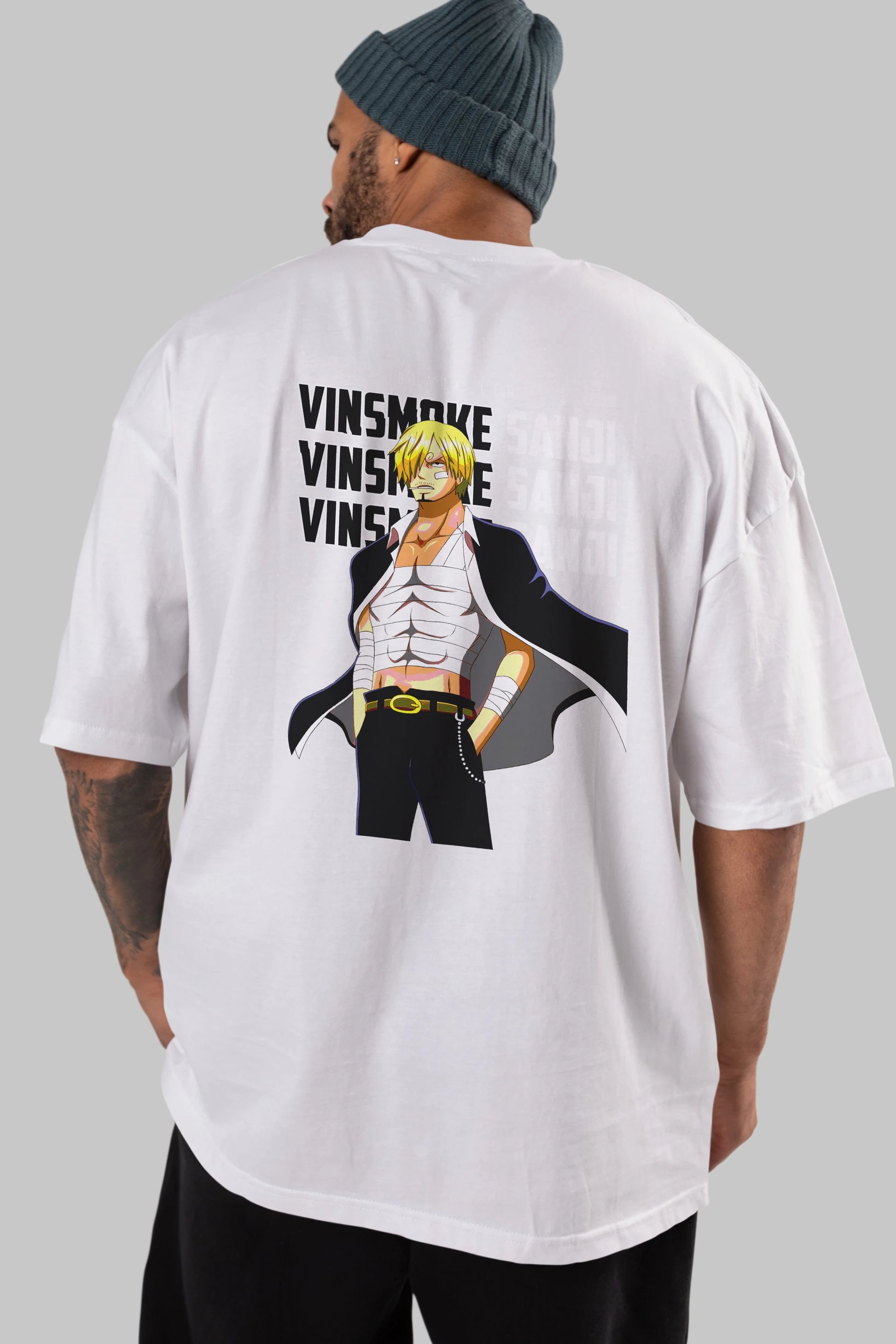 Sanji Anime Arka Baskılı Oversize t-shirt Erkek Kadın Unisex %100 pamuk tişort