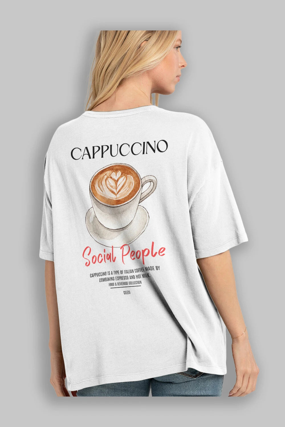 Cappuccino Kokteyl Serisi Baskılı Oversize t-shirt Erkek Kadın Unisex %100 Pamuk Bisiklet Yaka tişort