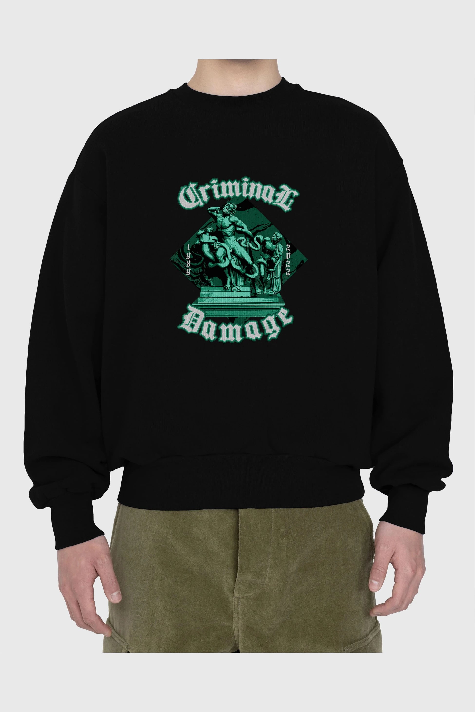 Criminal Damage Ön Baskılı Oversize Sweatshirt Erkek Kadın Unisex