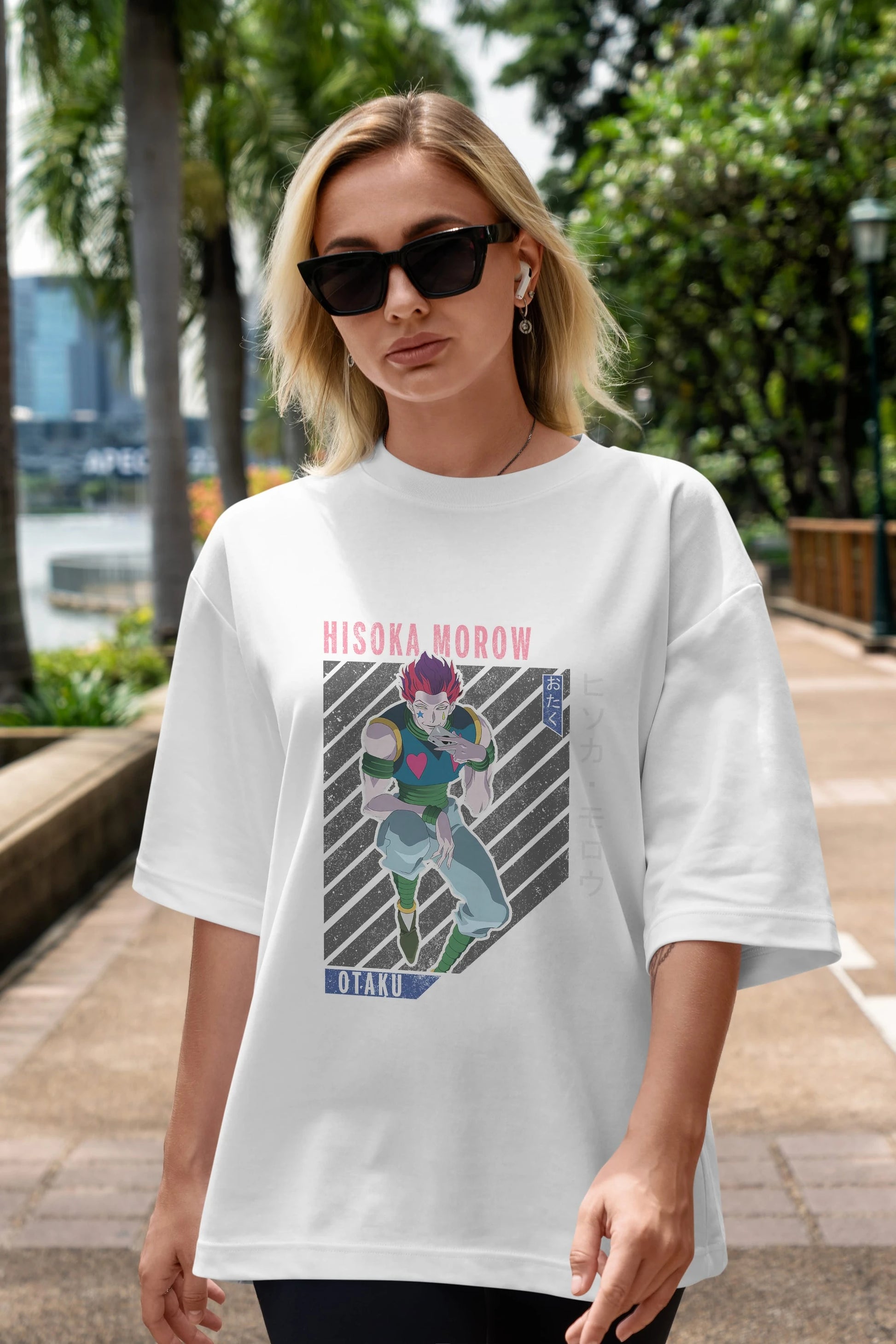 Hisoka Morow 2 2 Anime Ön Baskılı Oversize t-shirt %100 pamuk Erkek Kadın Unisex