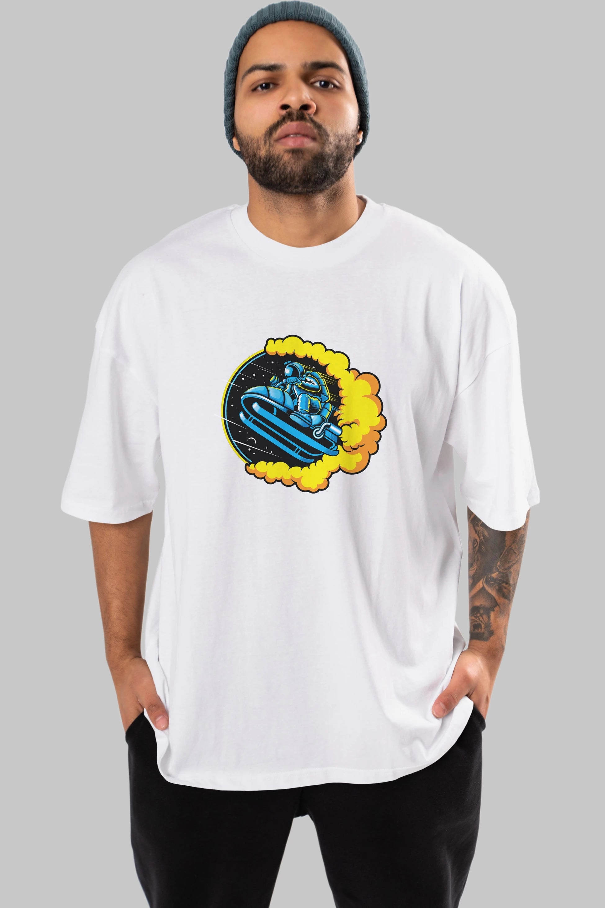 Astrojump with Snowmobile Ön Baskılı Oversize t-shirt Erkek Kadın Unisex